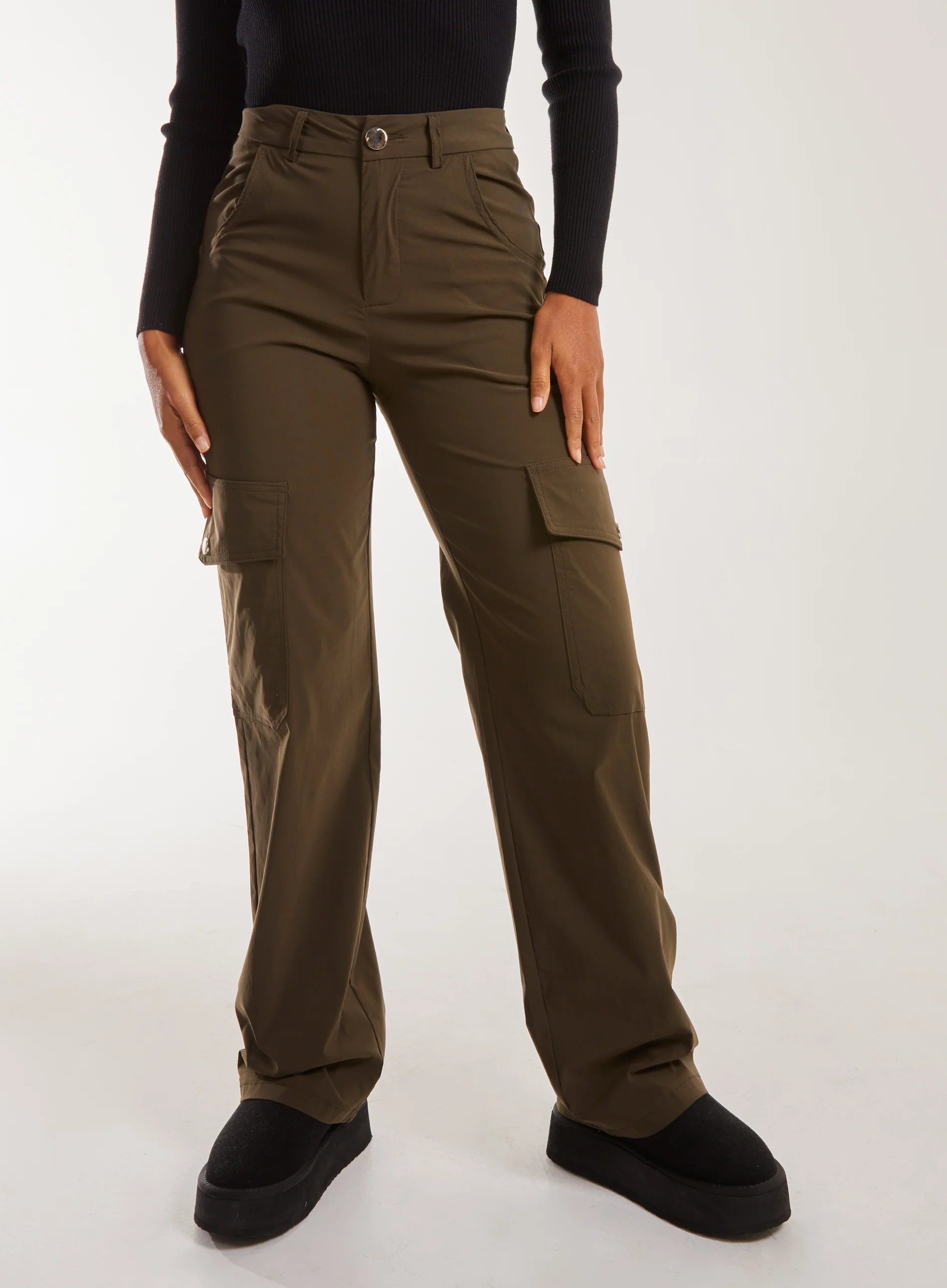 Wide Leg Pocket Cargo Pants - Image 2