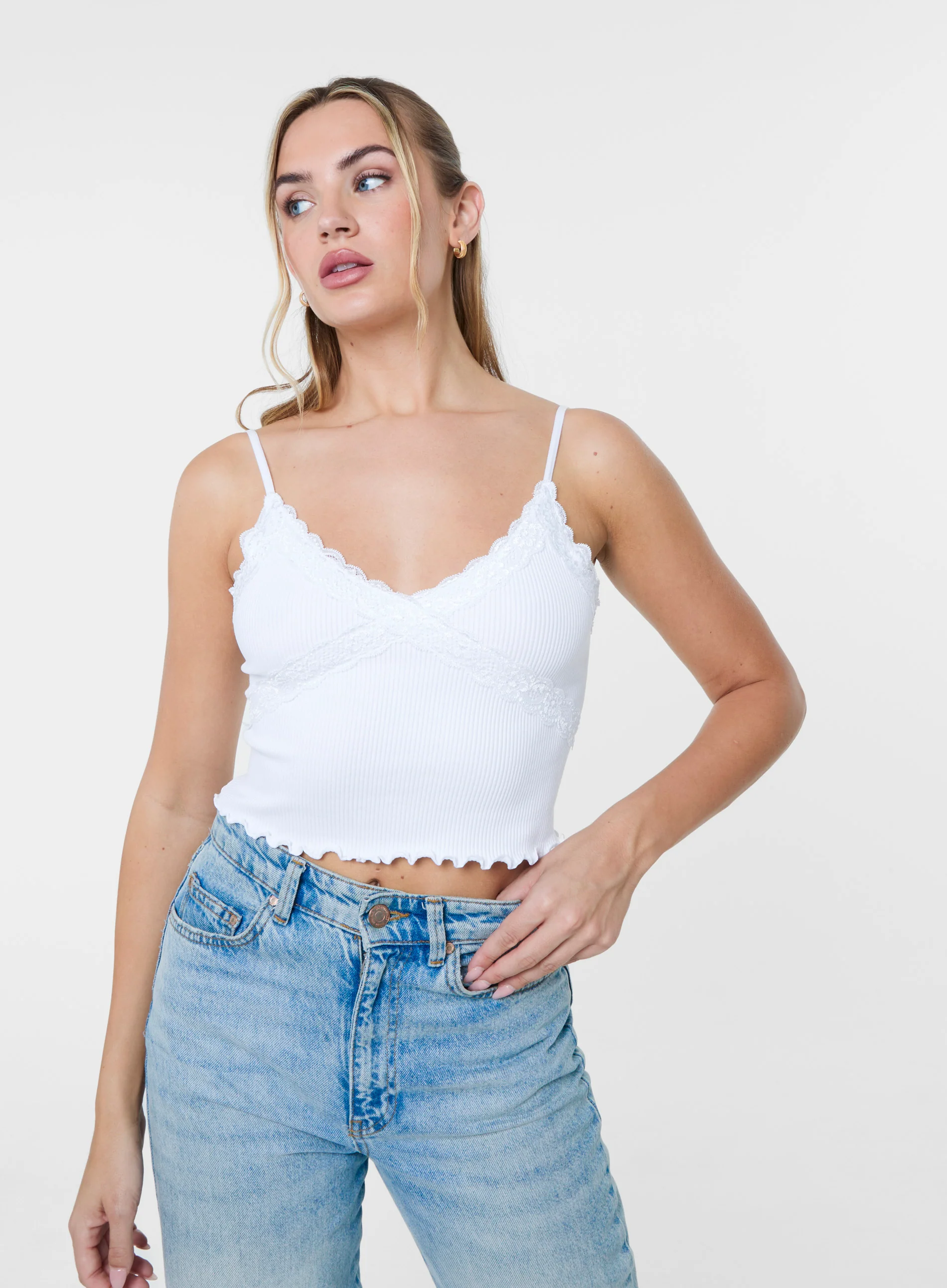 Lace Cami Rib Top - Image 3