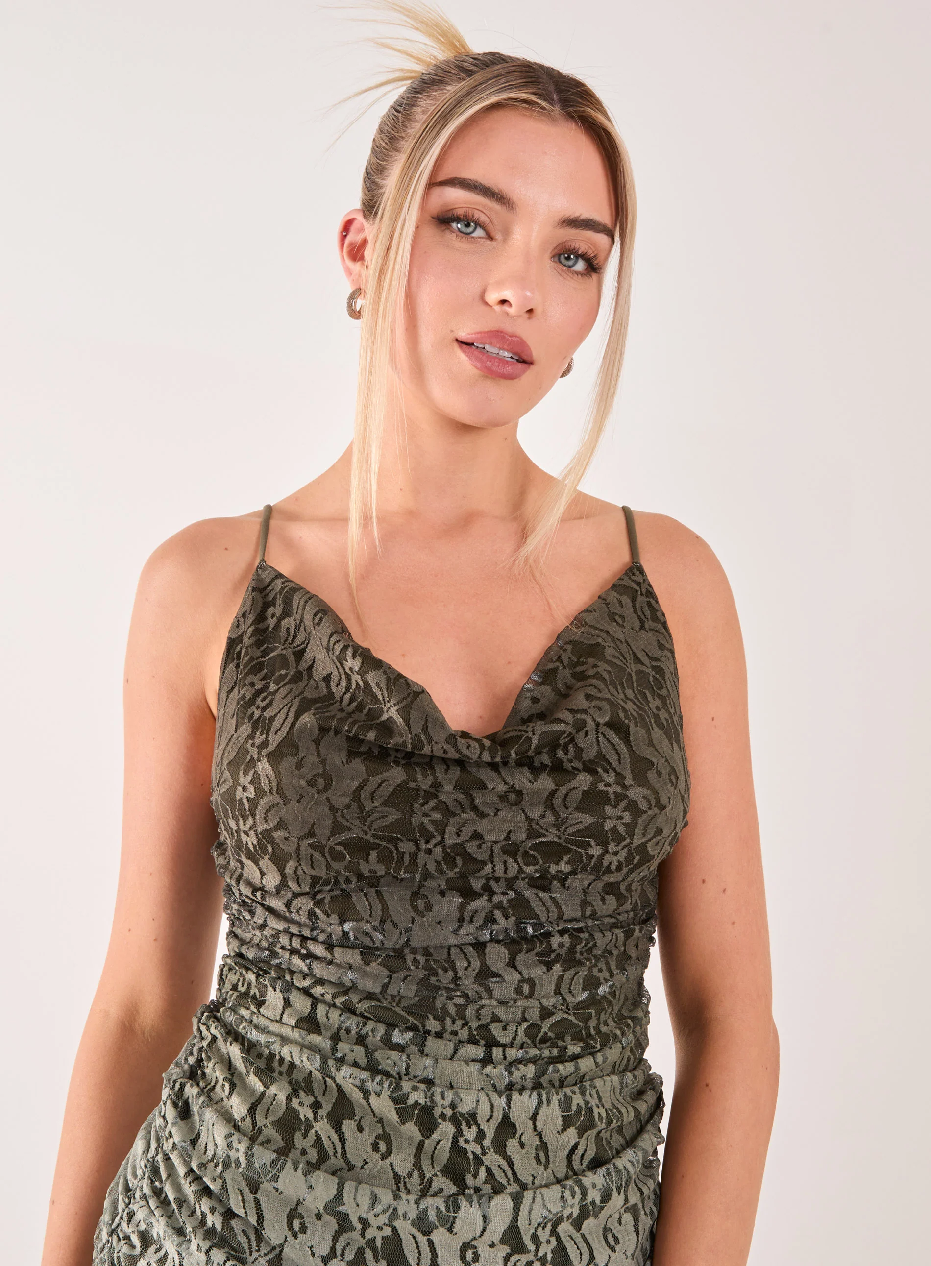 Lace Cowl Ombre Mini Dress - Image 3