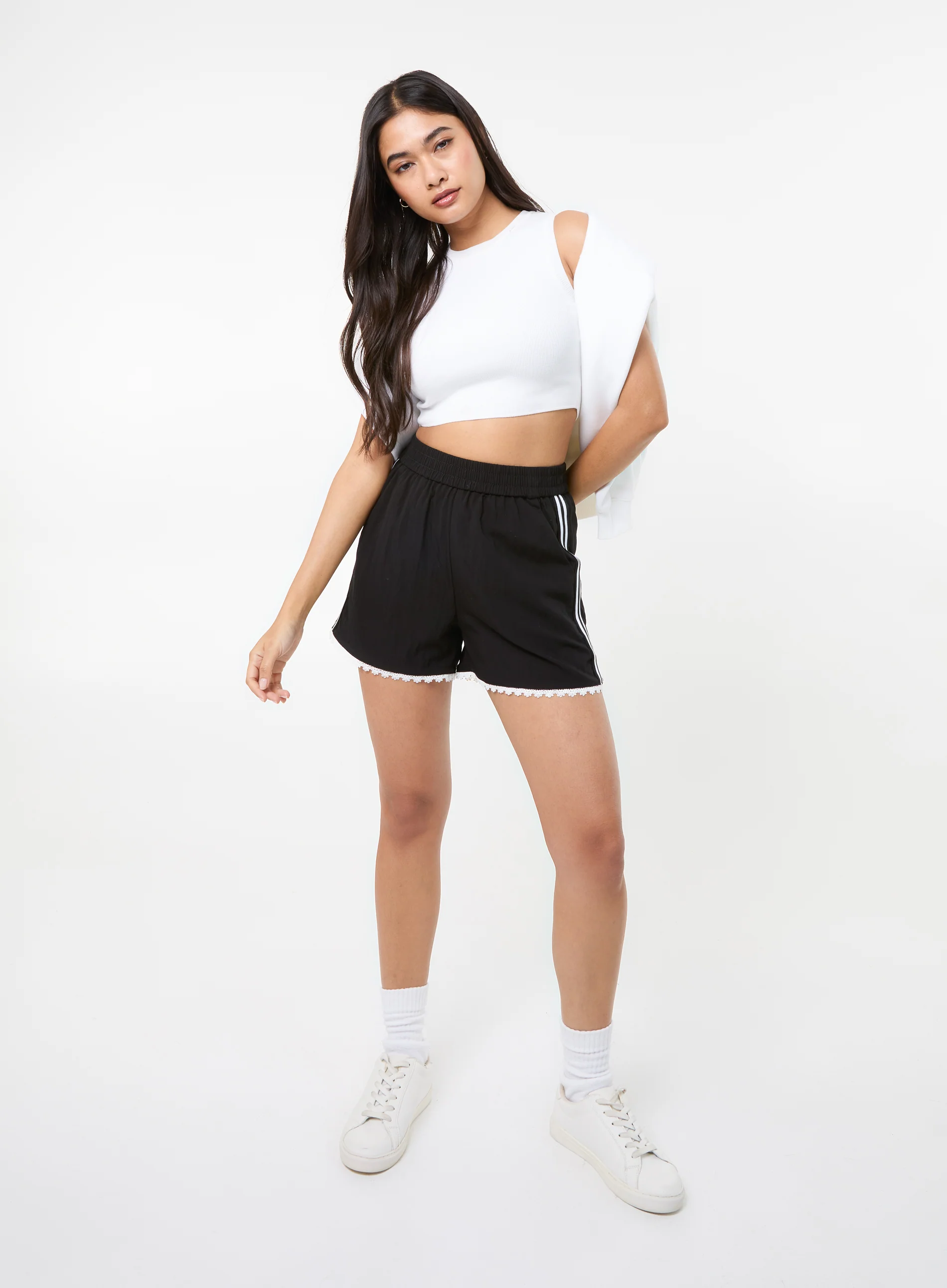 Lace Trim Stripe Shorts - Image 3