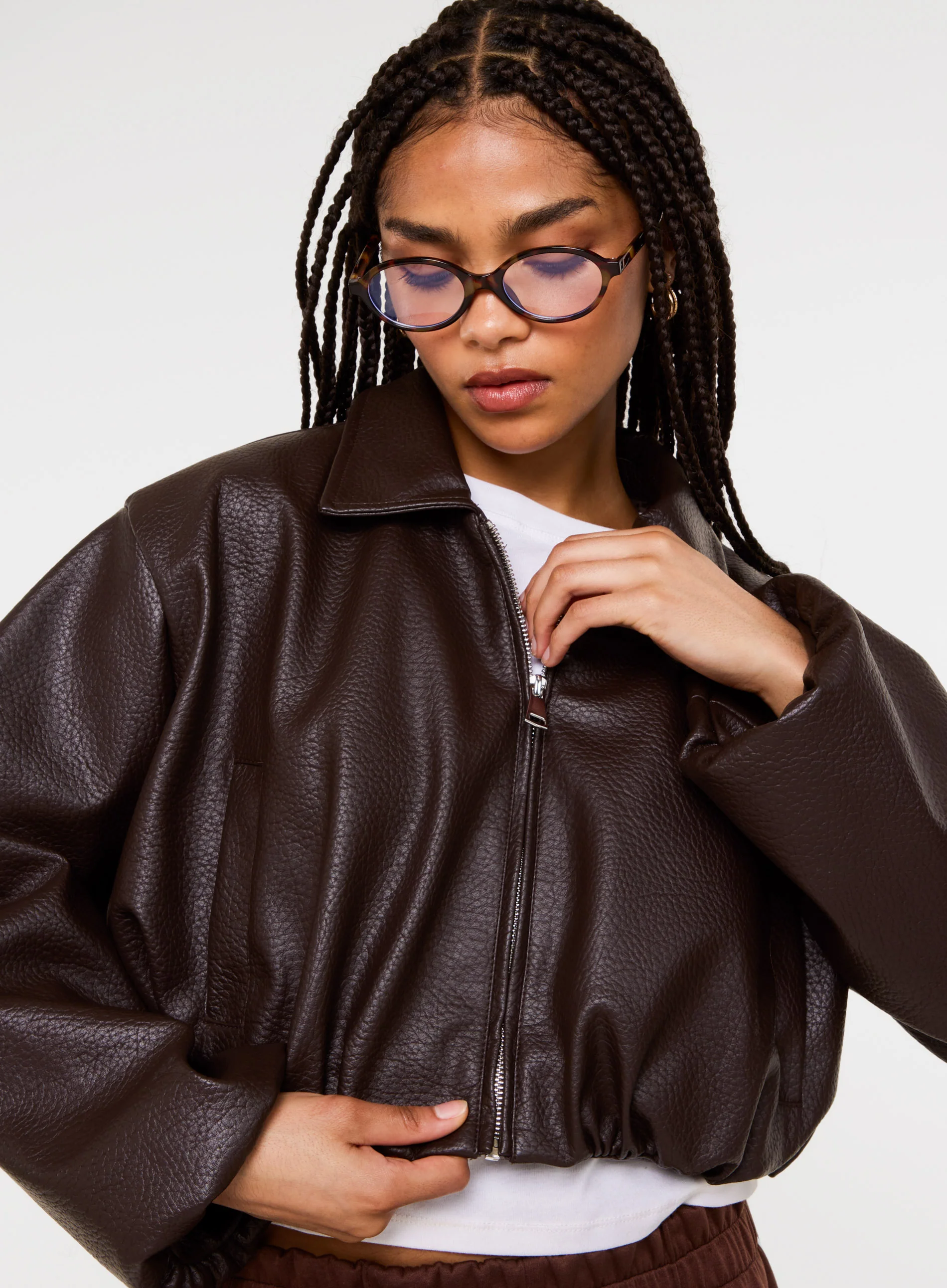 Faux Leather Puffball Jacket - Image 3