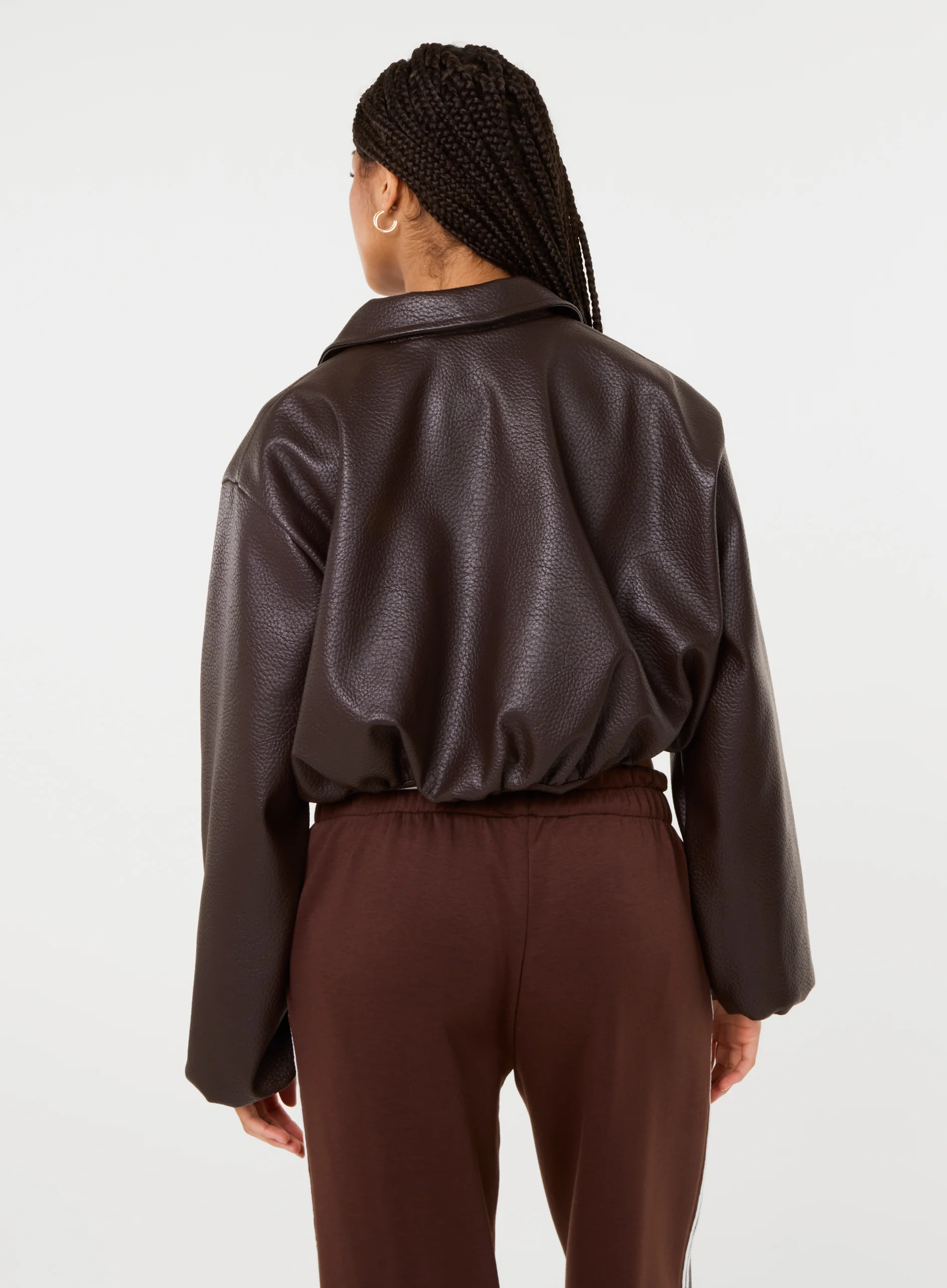 Faux Leather Puffball Jacket - Image 4