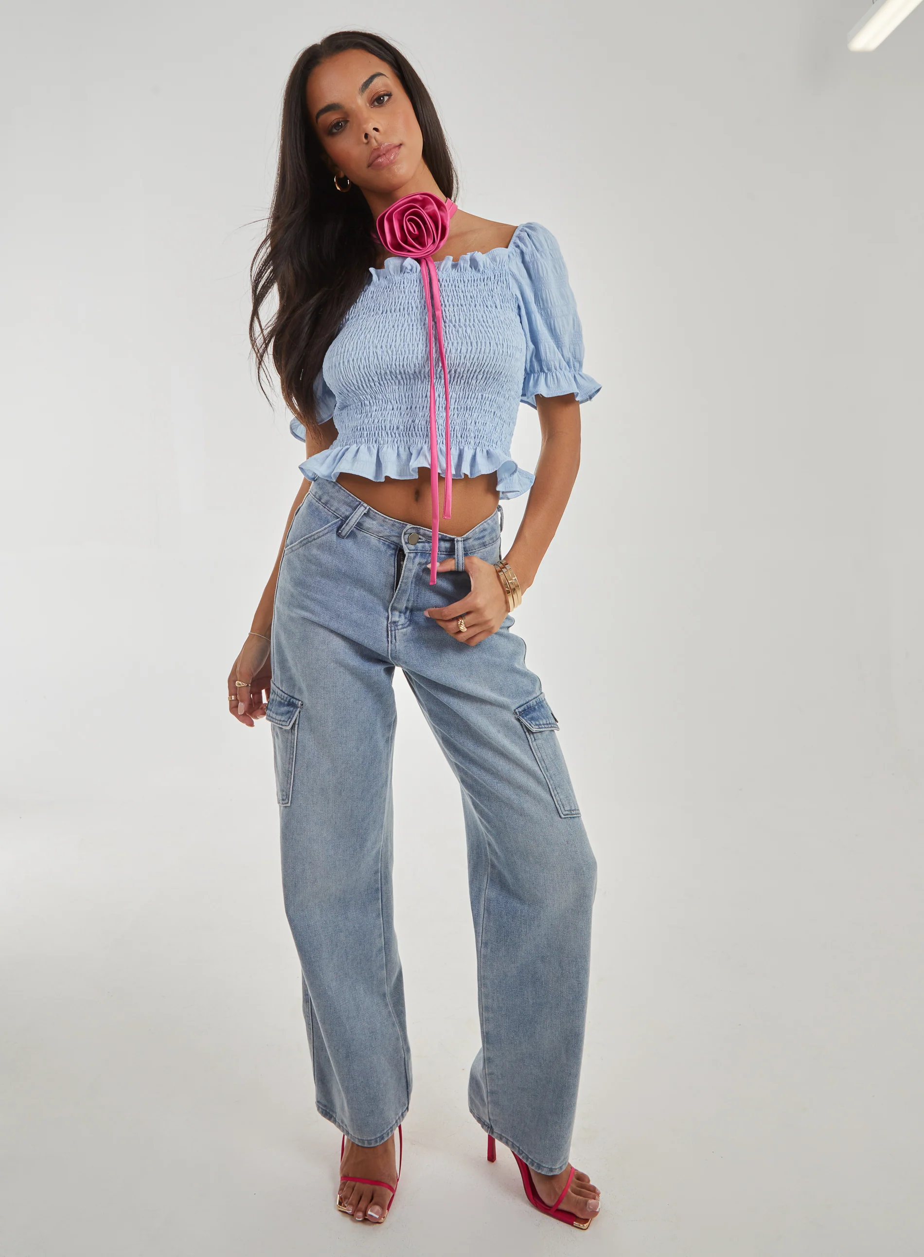 Puff Sleeve Tie Top - Image 2