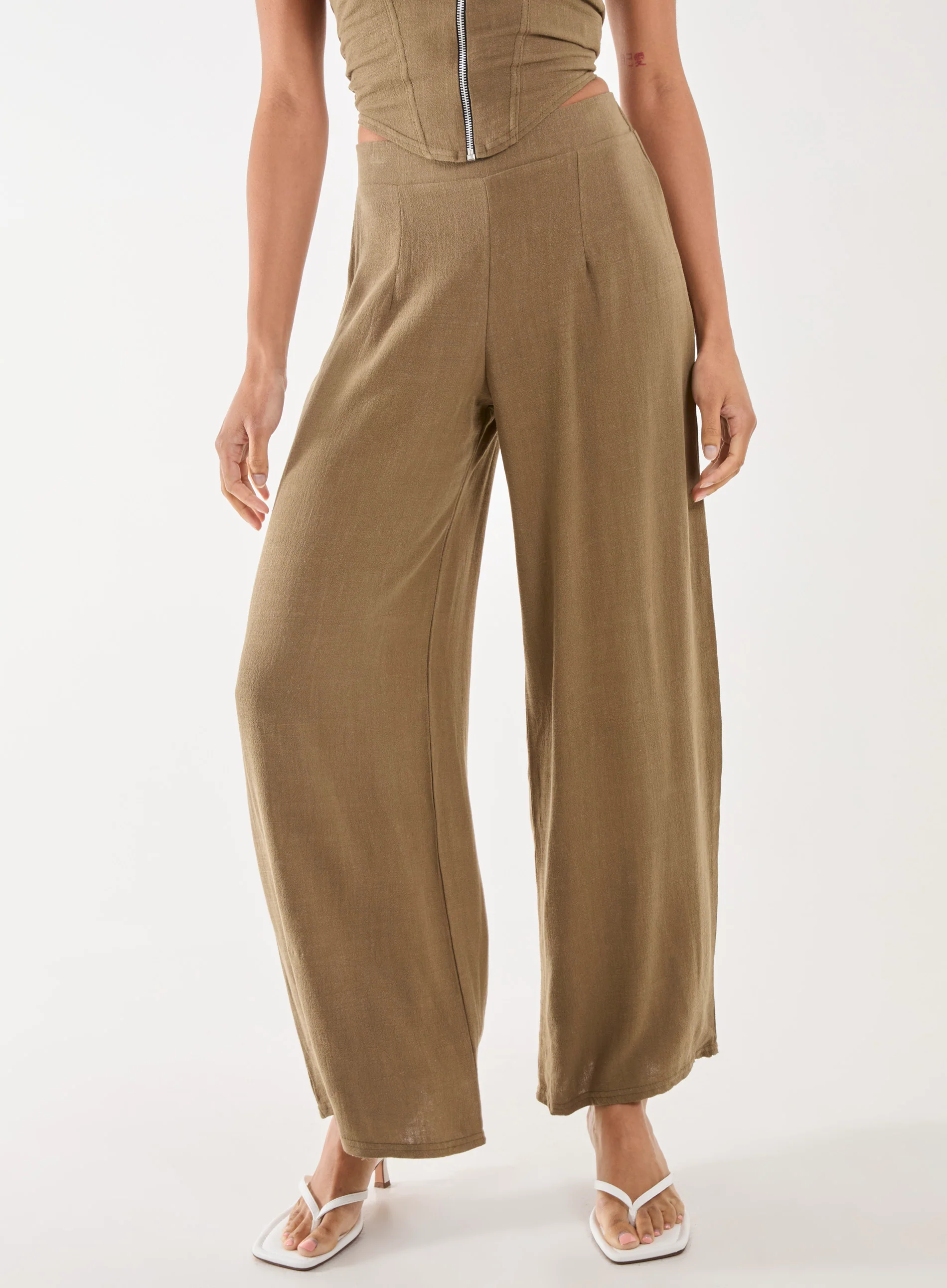 Linen Straight High Waist Trousers - Image 2