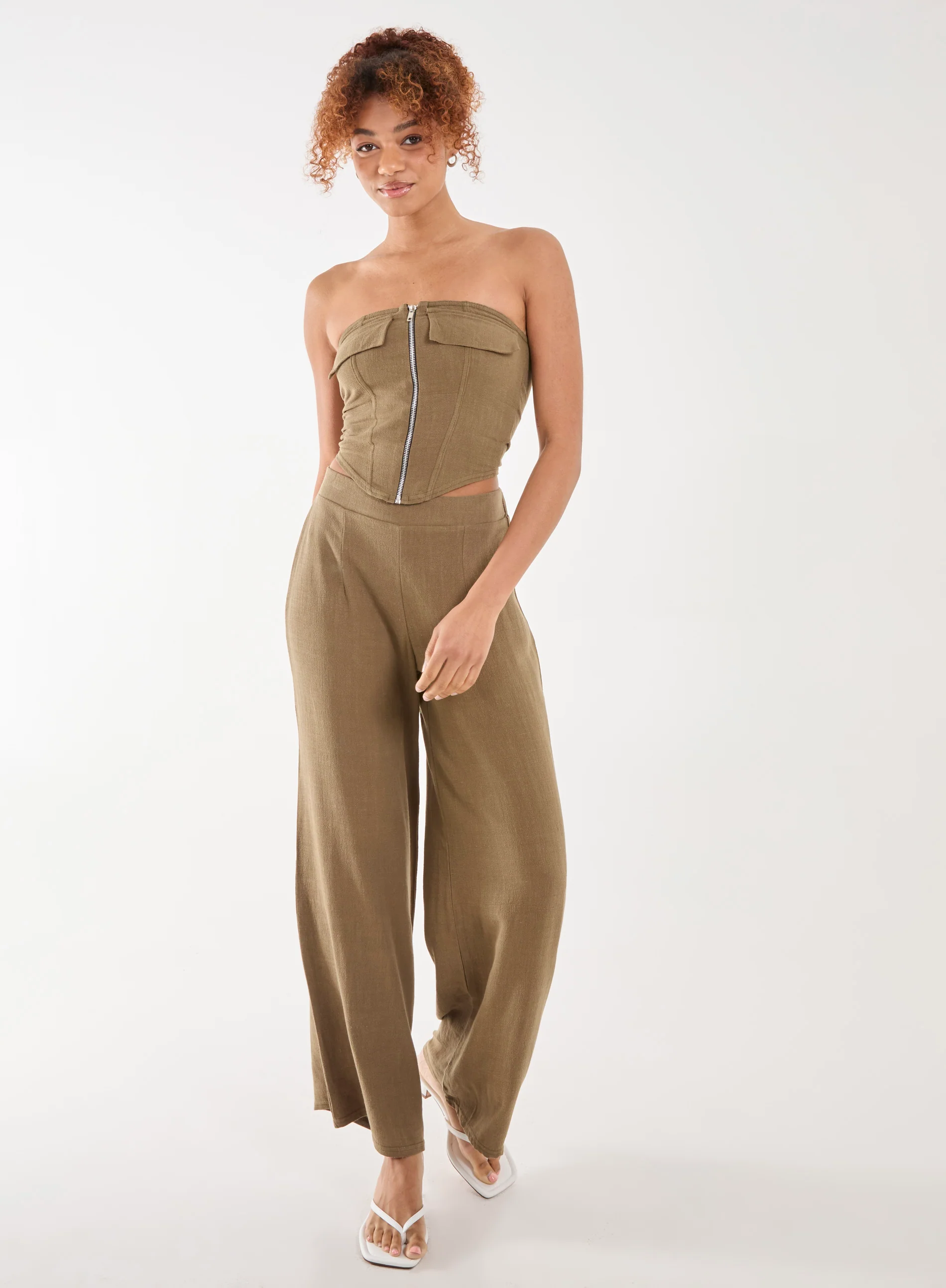 Linen Straight High Waist Trousers - Image 3