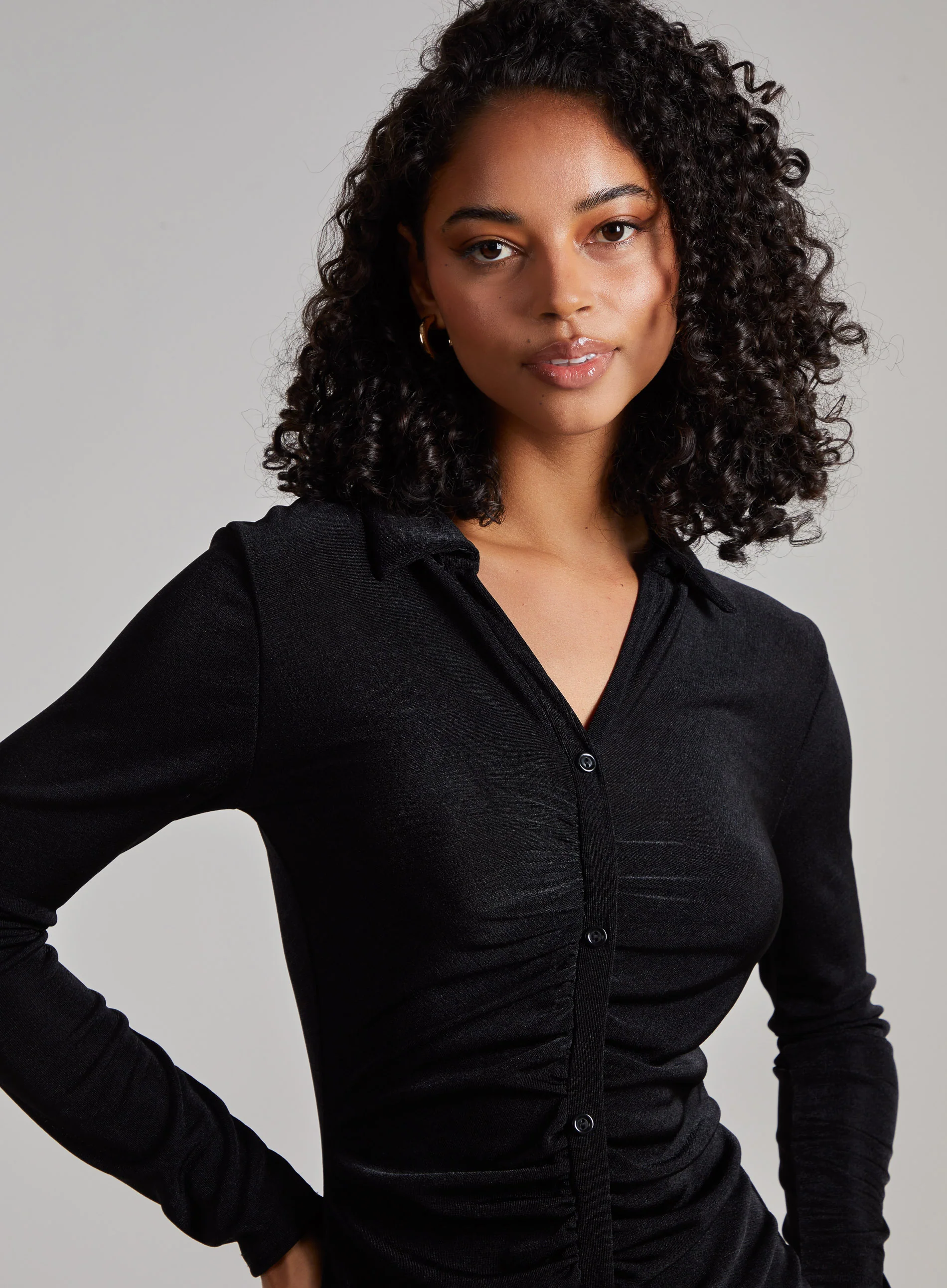 Long Sleeve Collar Mini Dress - Image 3