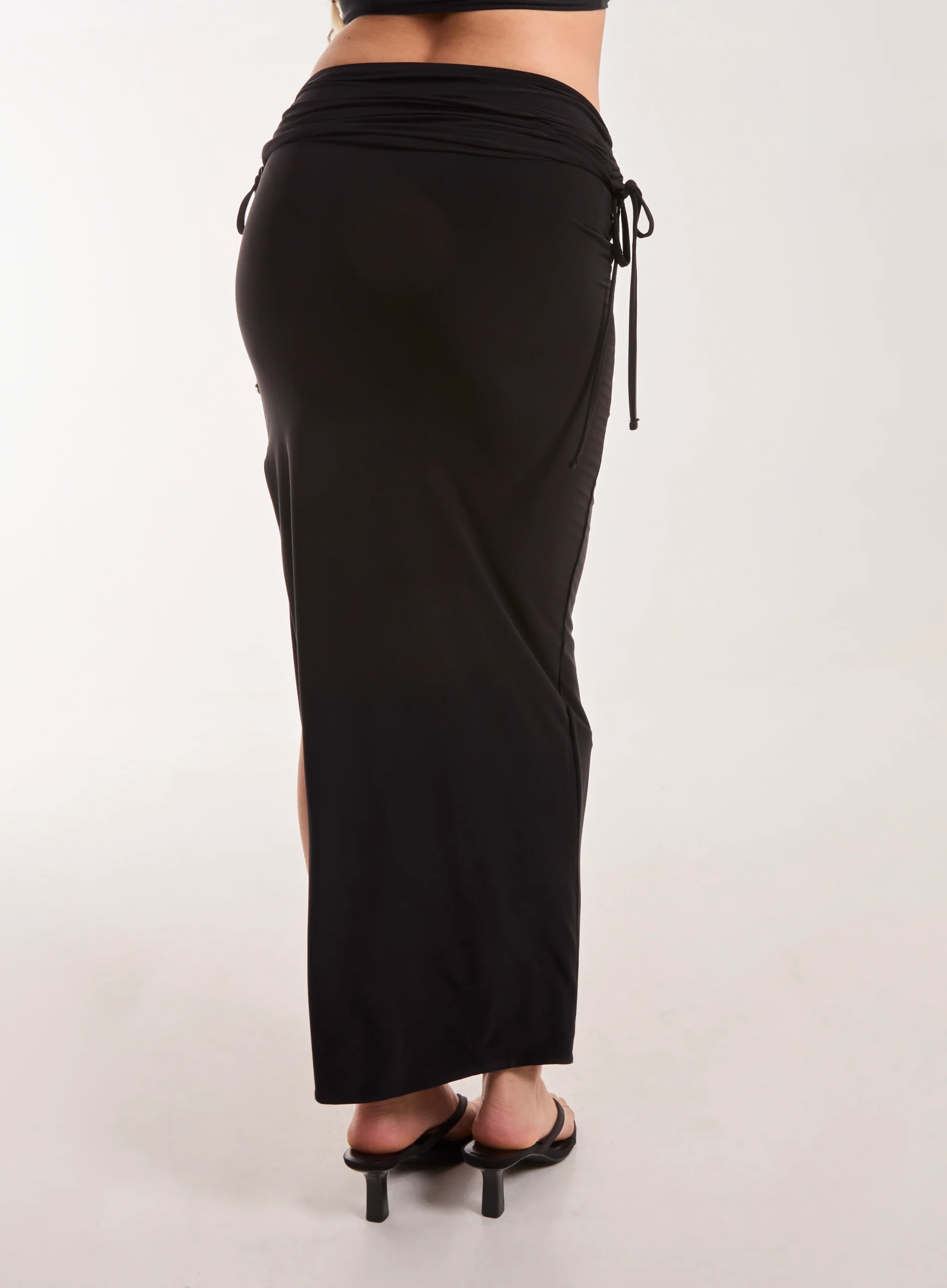 Low Rise Fold Over Slinky Maxi Skirt - Image 4