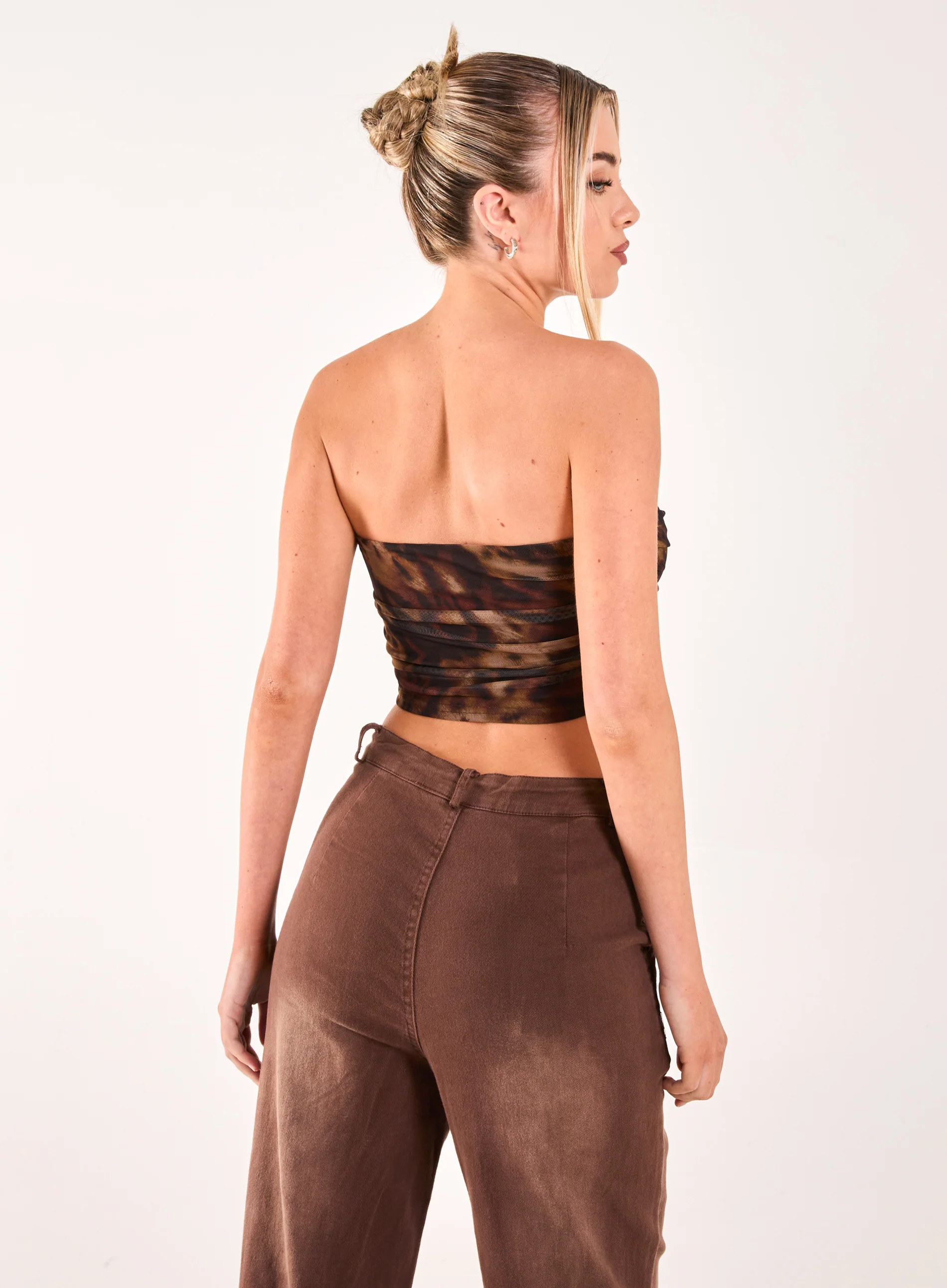 Mesh Animal Print Bandeau Top - Image 4