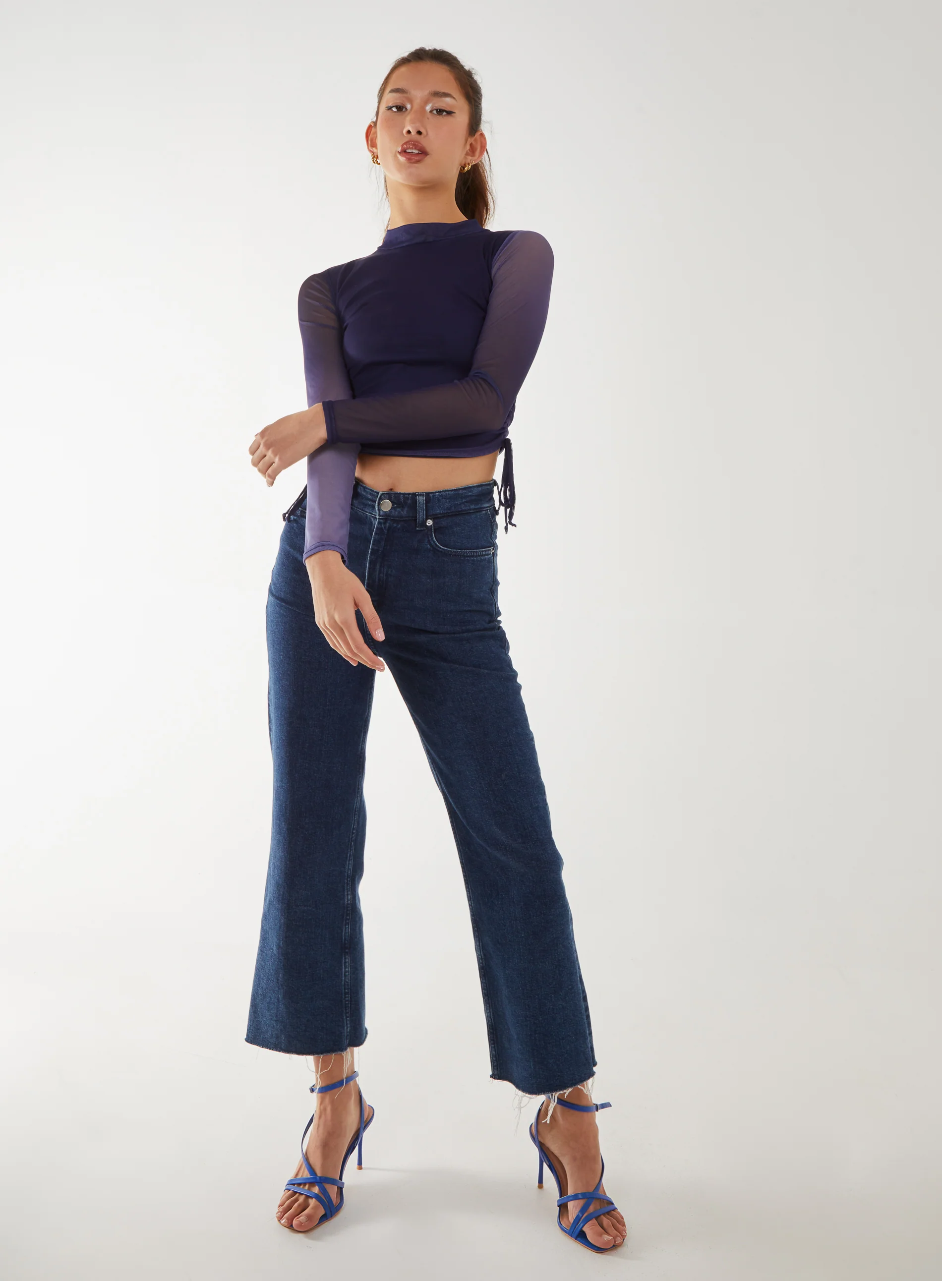 Long Sleeve Ombre Mesh Top - Image 2