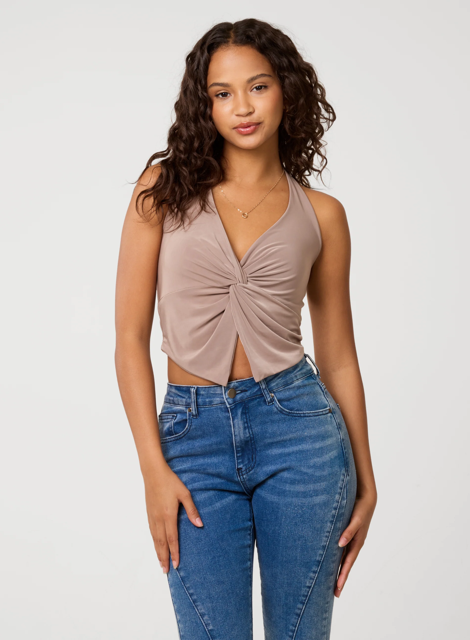 Knot Front Halter Top - Image 3