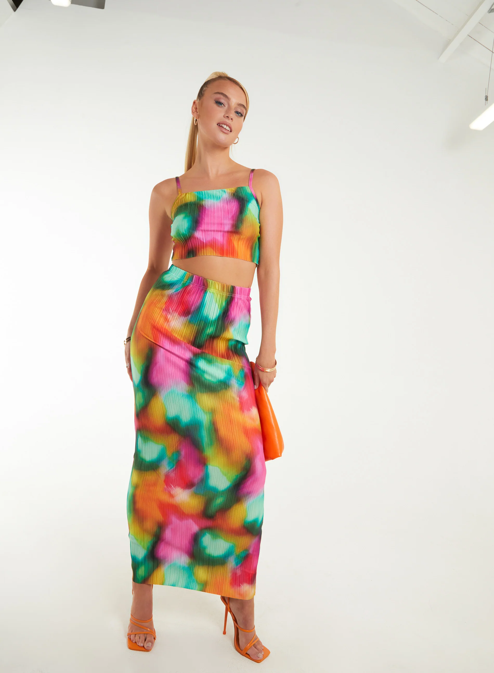 Plisse Graphic Print Maxi Skirt - Image 2