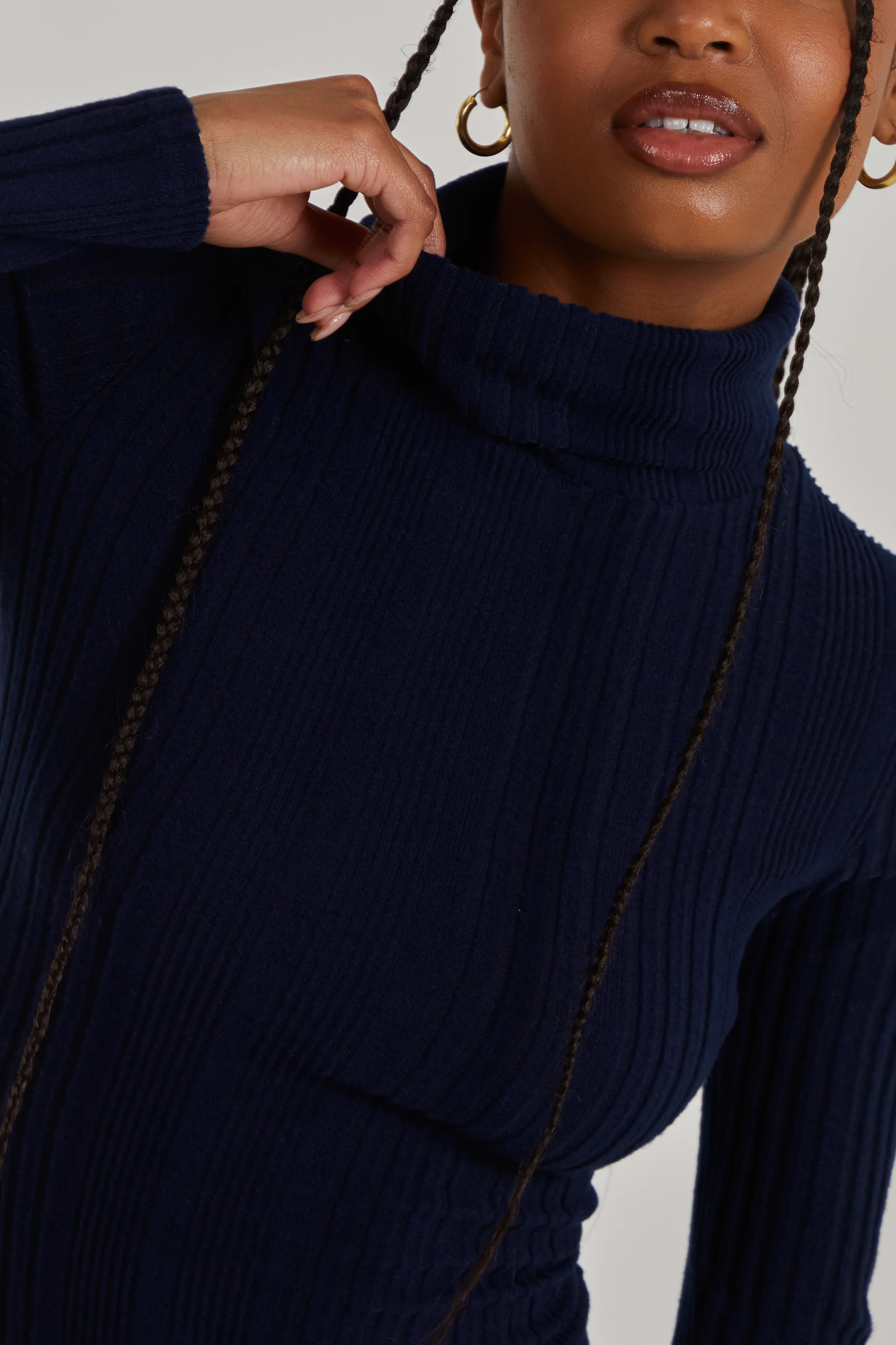 Chunky Brushed Rib Roll Neck Dress - Image 3