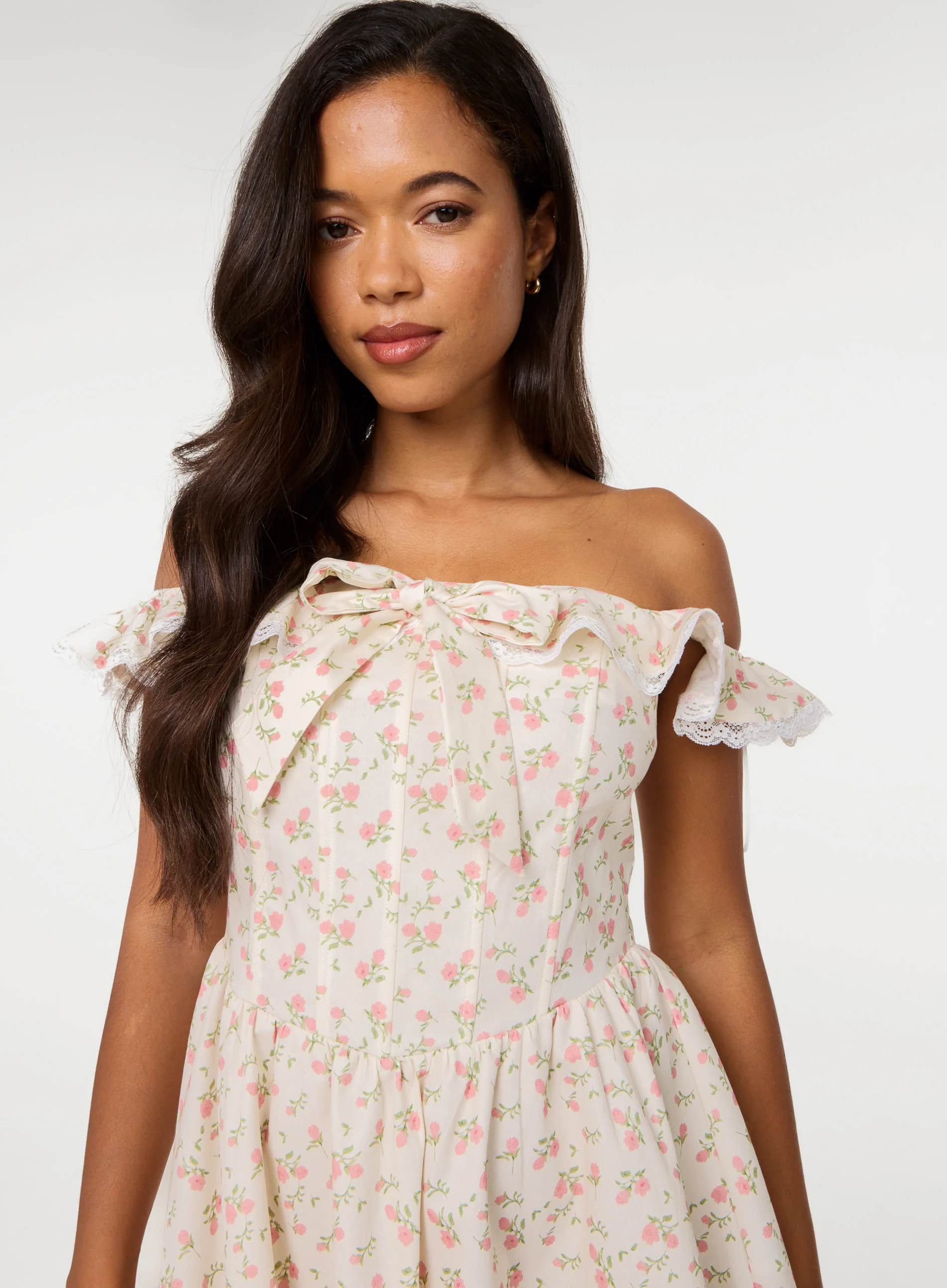 Ditsy Off The Shoulder Mini Dress - Image 5