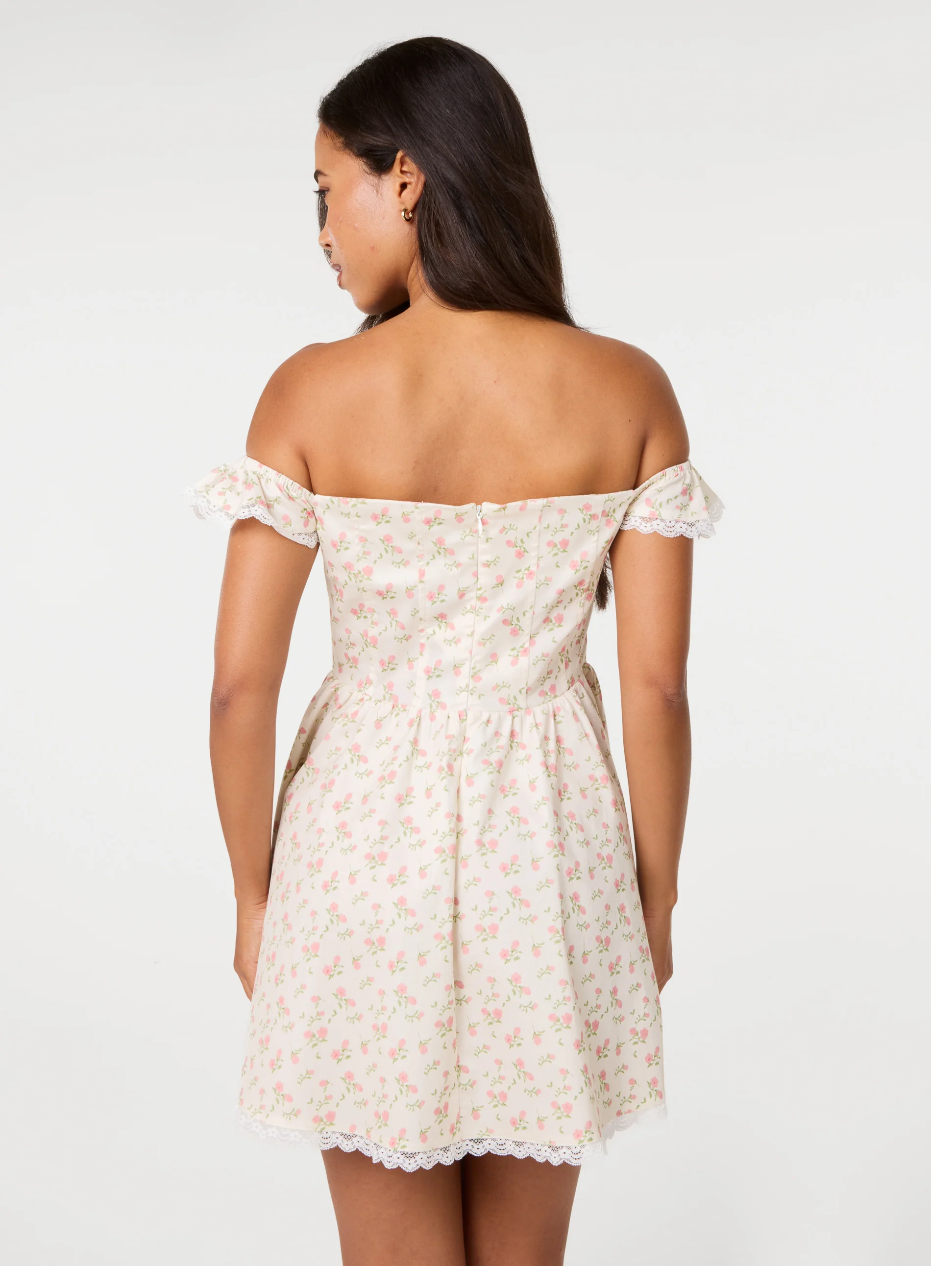 Ditsy Off The Shoulder Mini Dress - Image 6