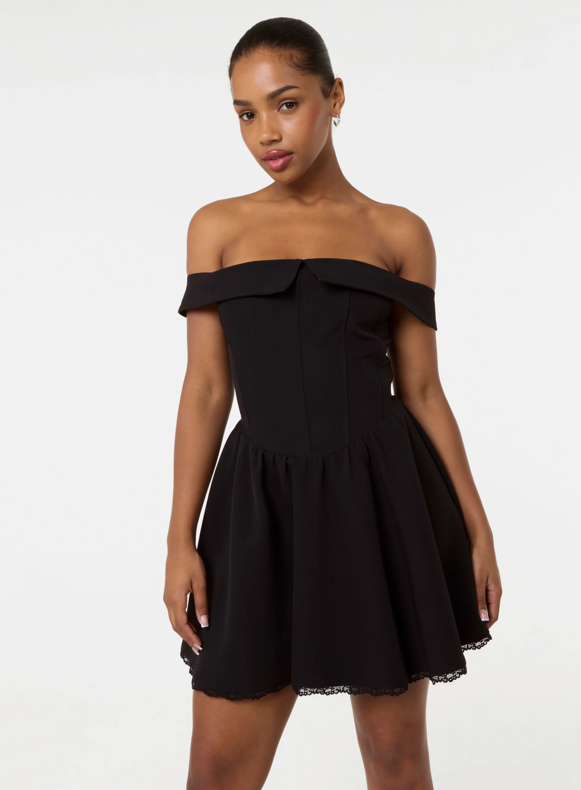 Off The Shoulder Mini Dress With Boning - Image 2