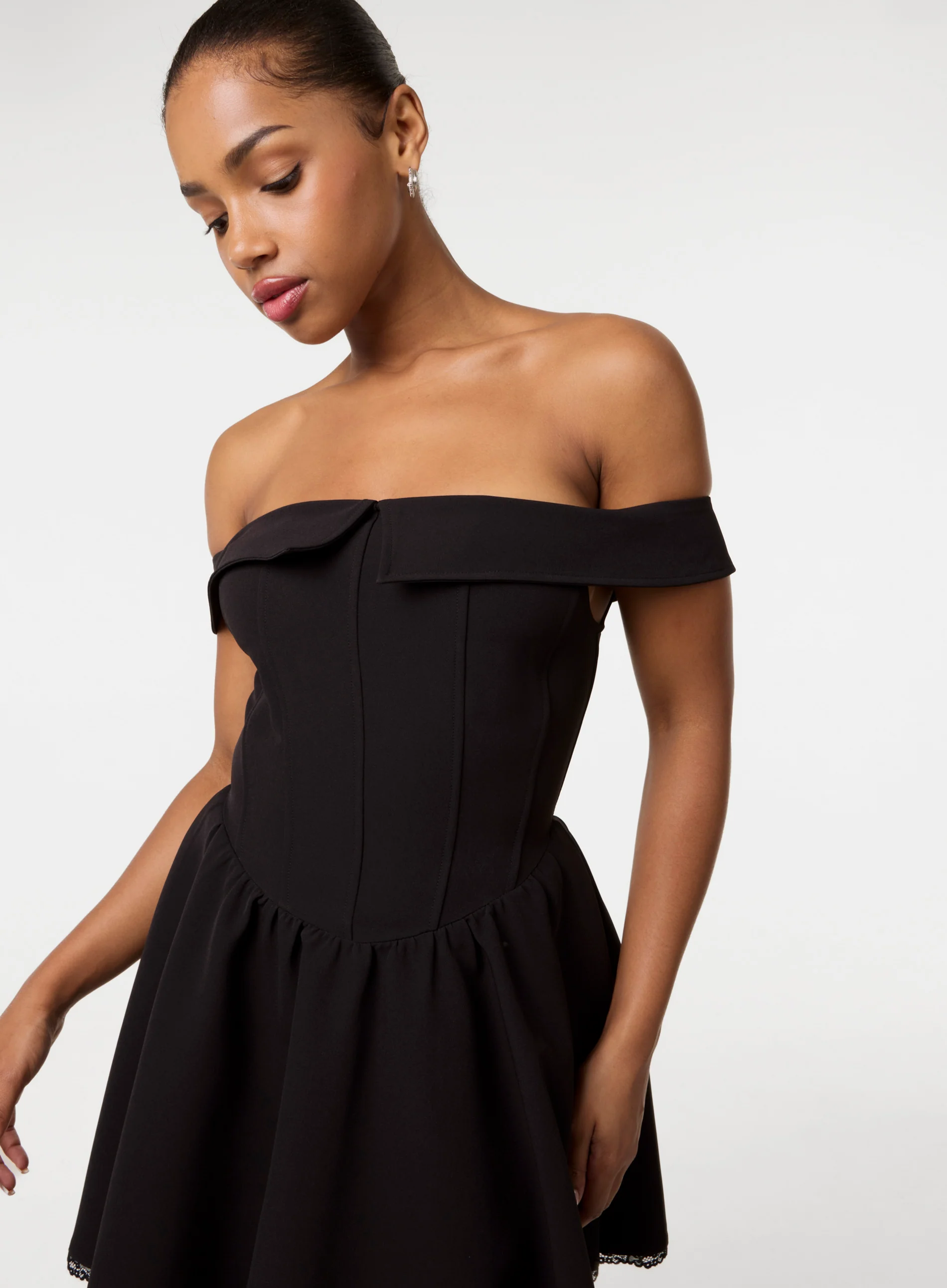 Off The Shoulder Mini Dress With Boning - Image 3