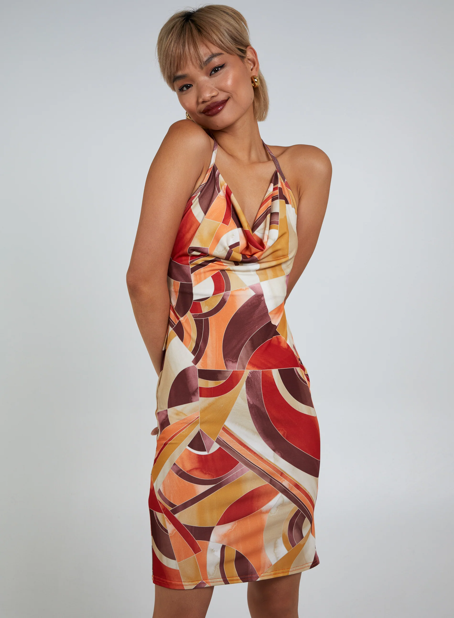 Abstract Print Slinky Mini Dress - Image 2