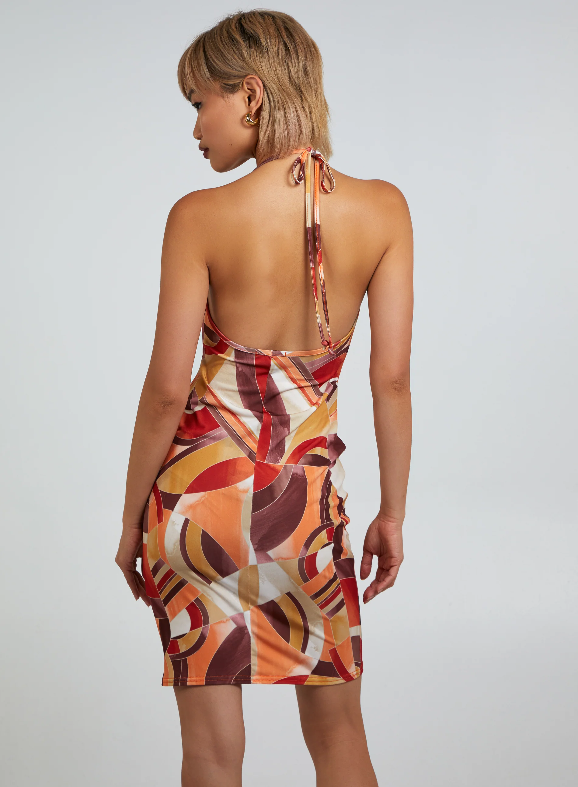 Abstract Print Slinky Mini Dress - Image 4