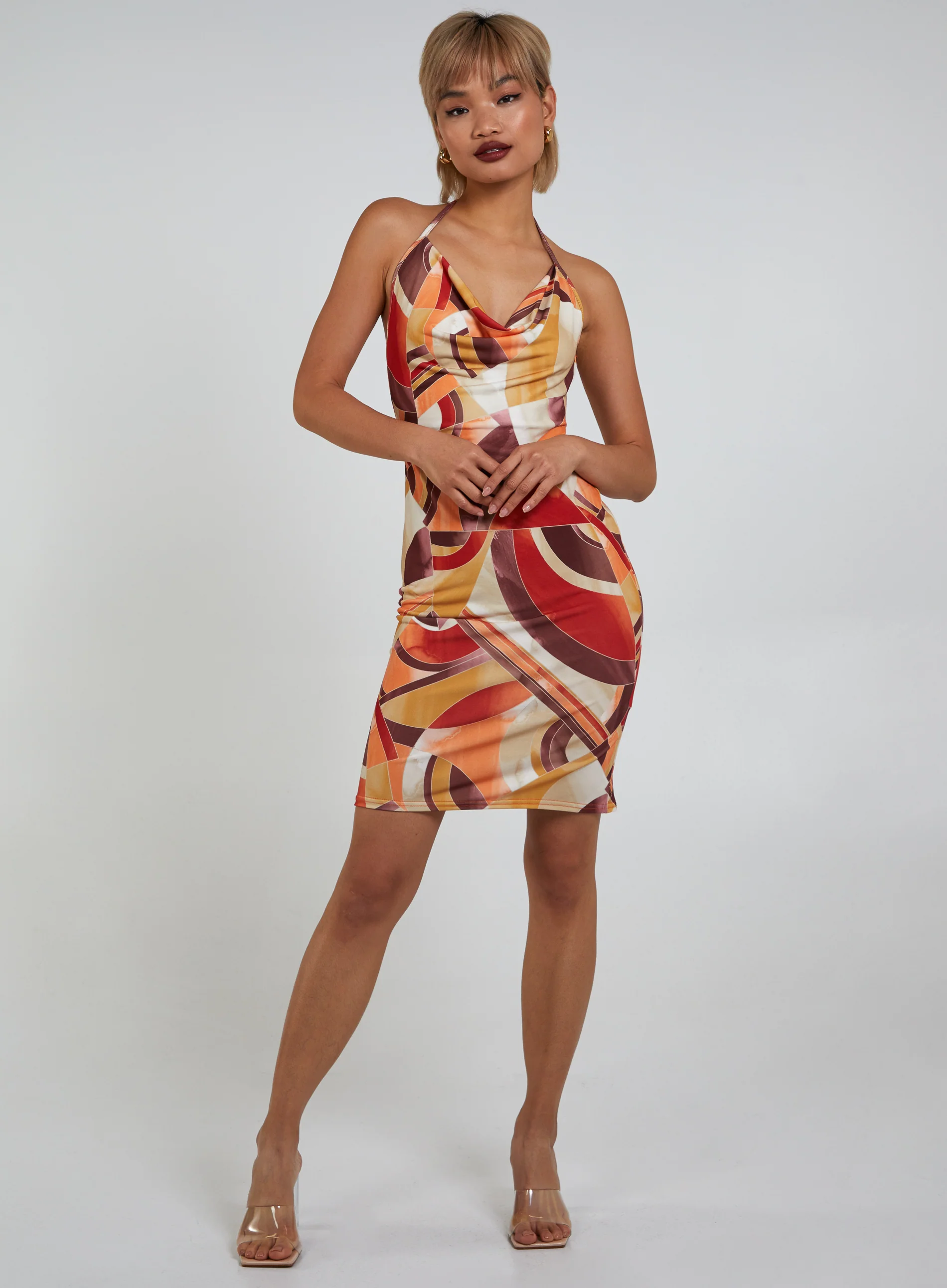 Abstract Print Slinky Mini Dress - Image 6