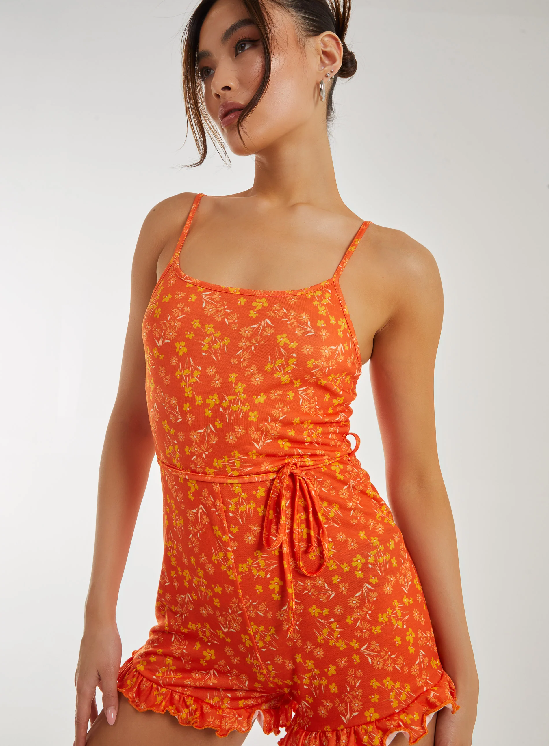 Floral Print Frill Hem Playsuit - Image 3