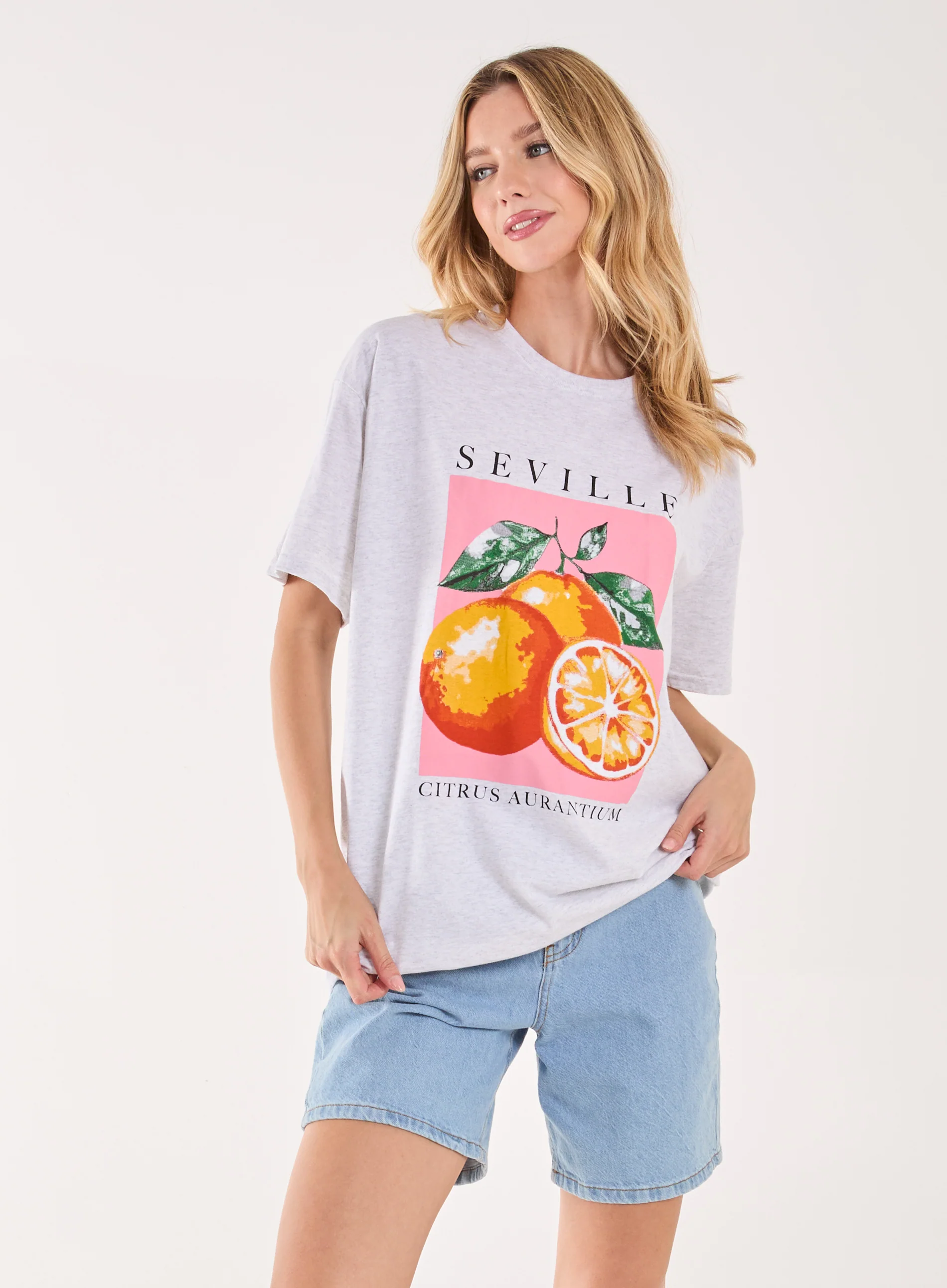 Orange Print Oversized T-shirt