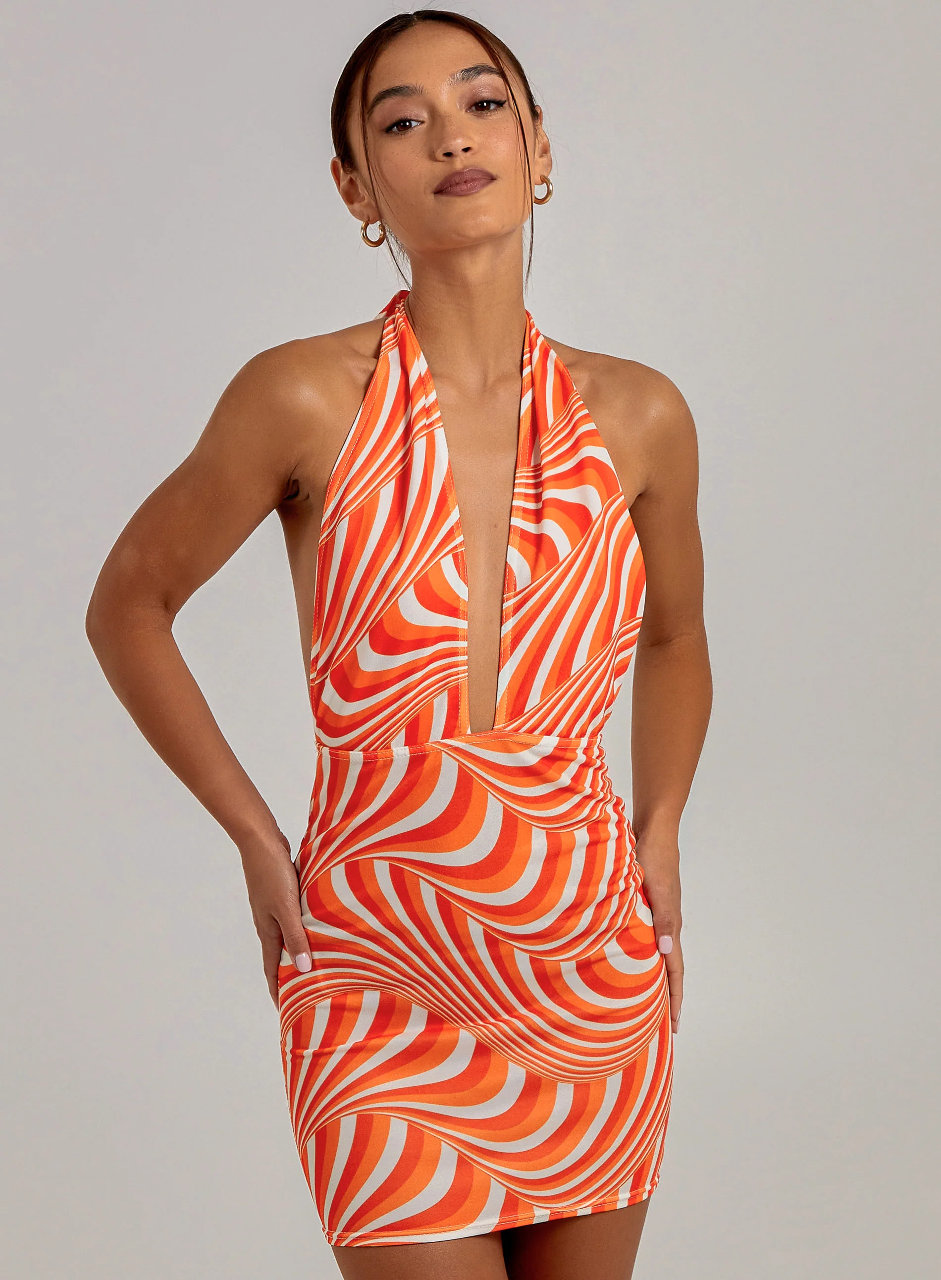 Swirl Print Halterneck Mini Dress - Image 4
