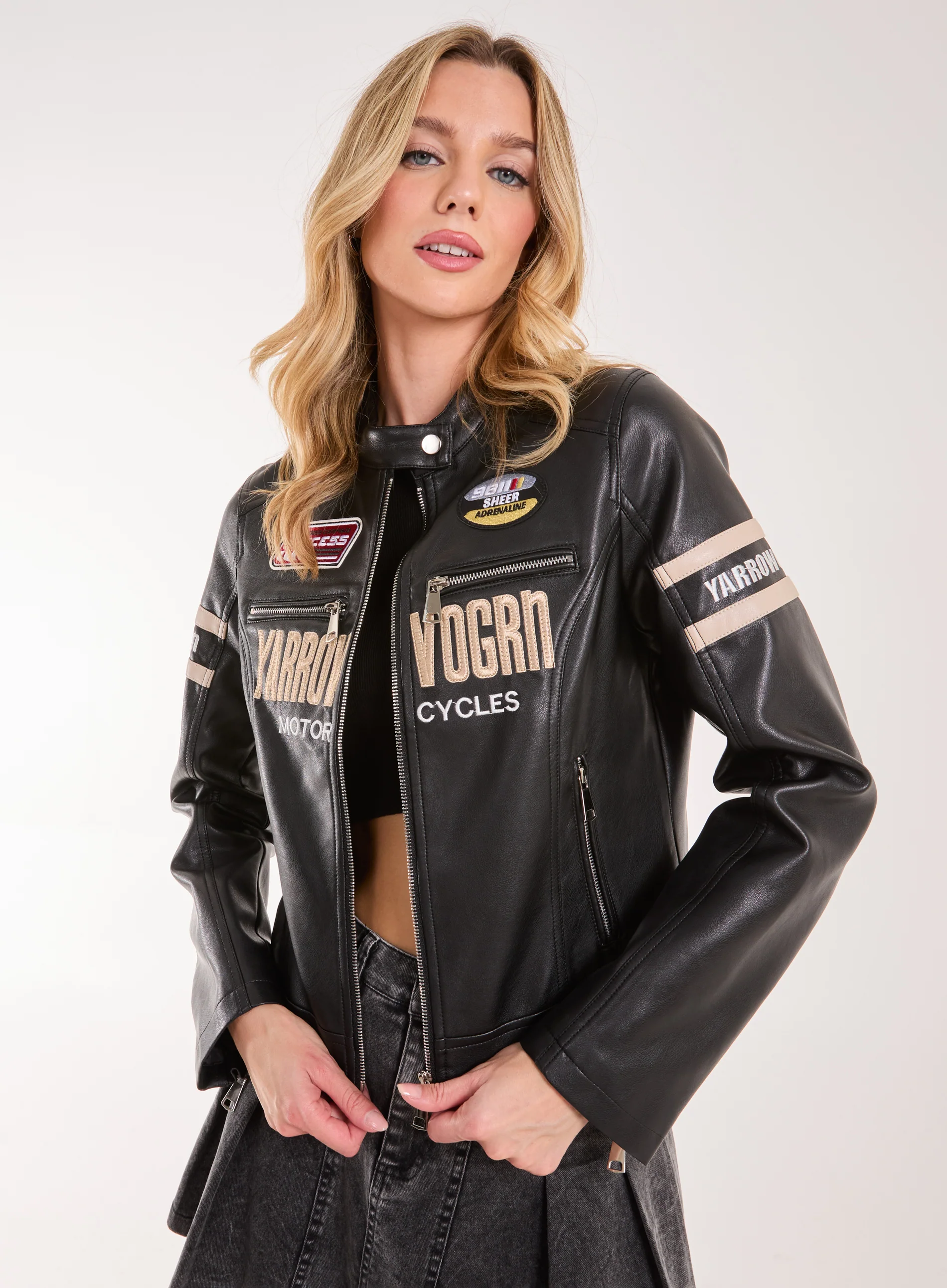 Patch Mix Motocross Biker Jacket - Image 4