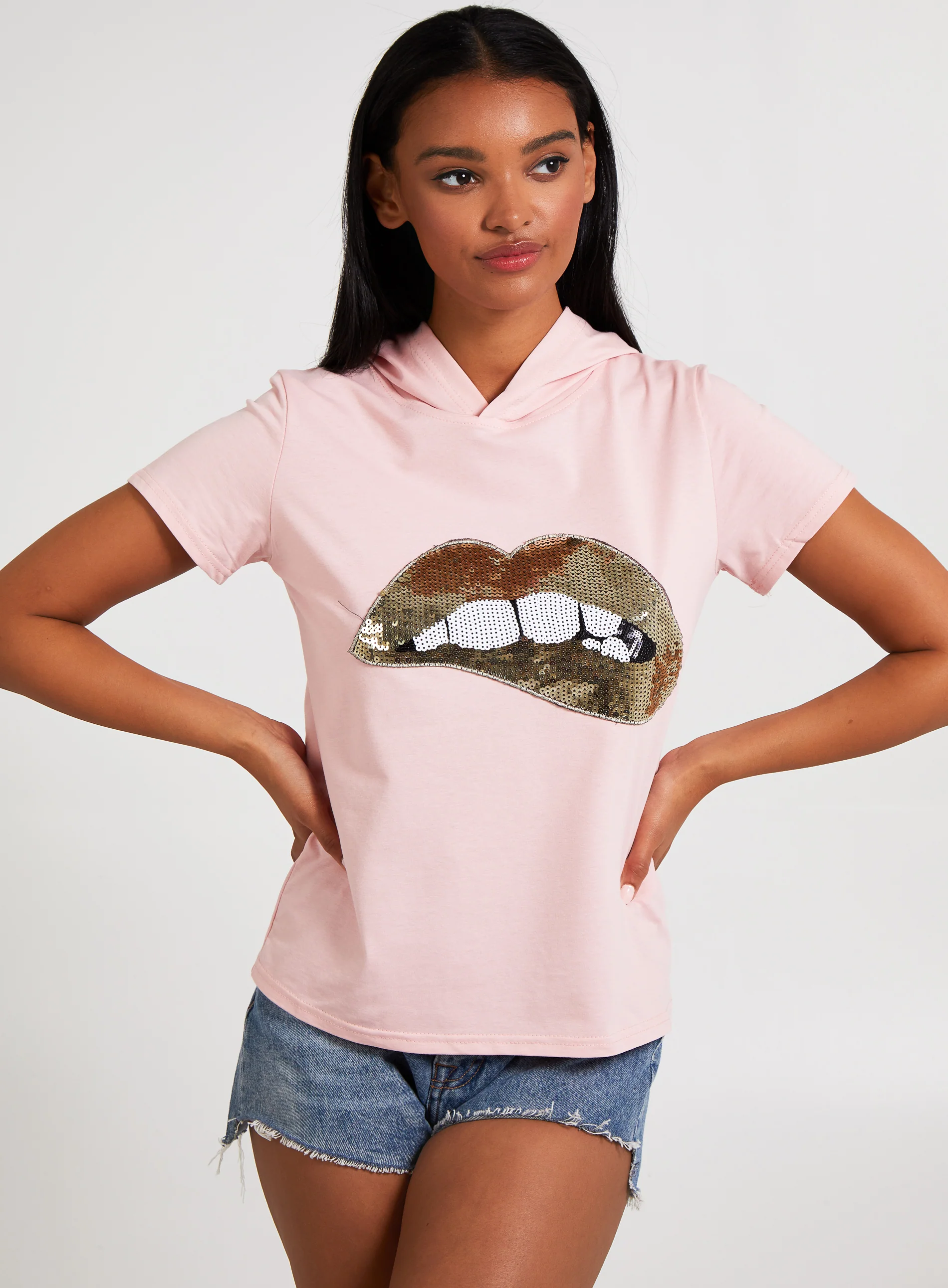 Bling Lips Hoodie Tee - Image 4
