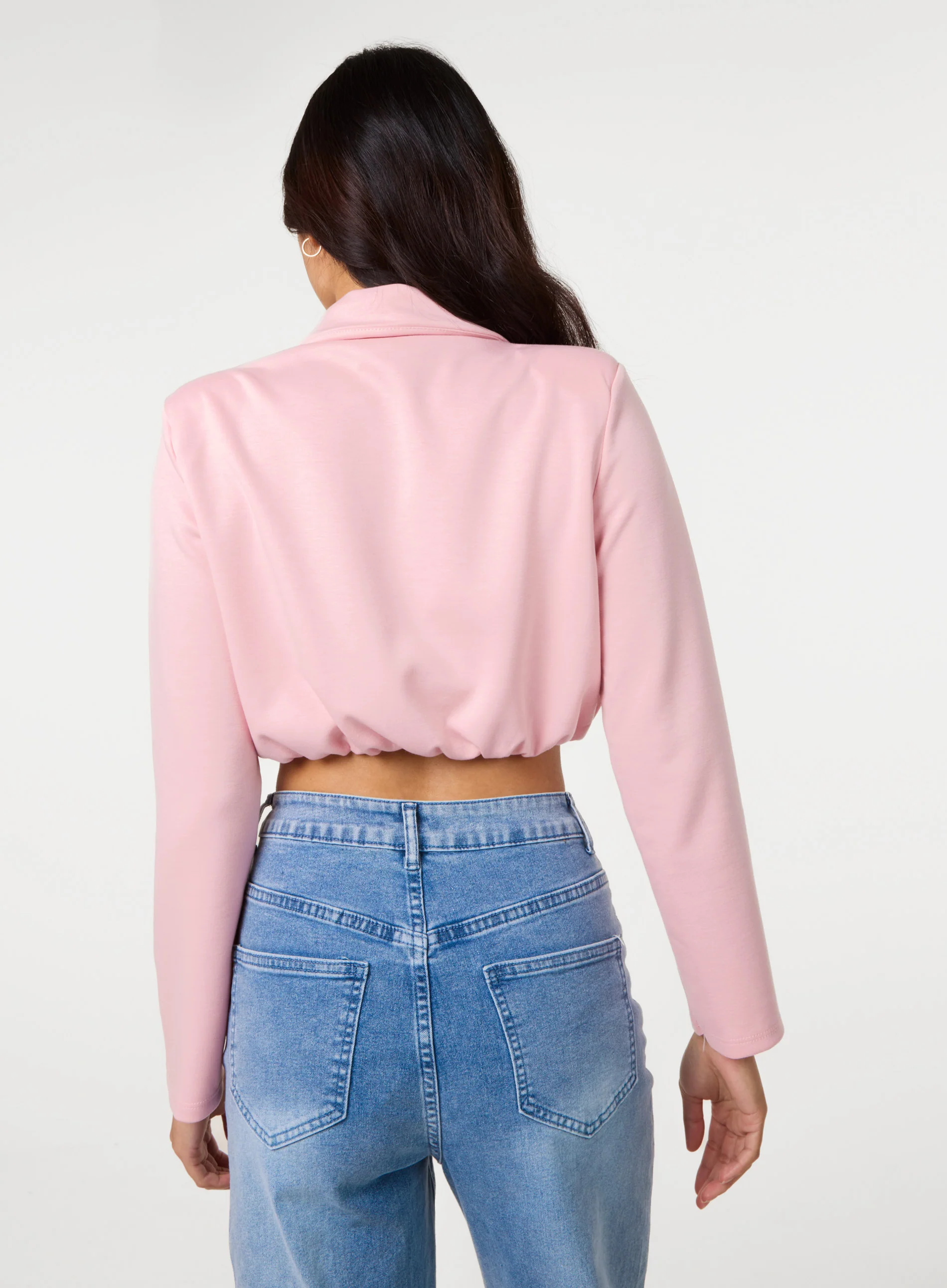 Crop One Button Puffball Blazer Jacket - Image 4