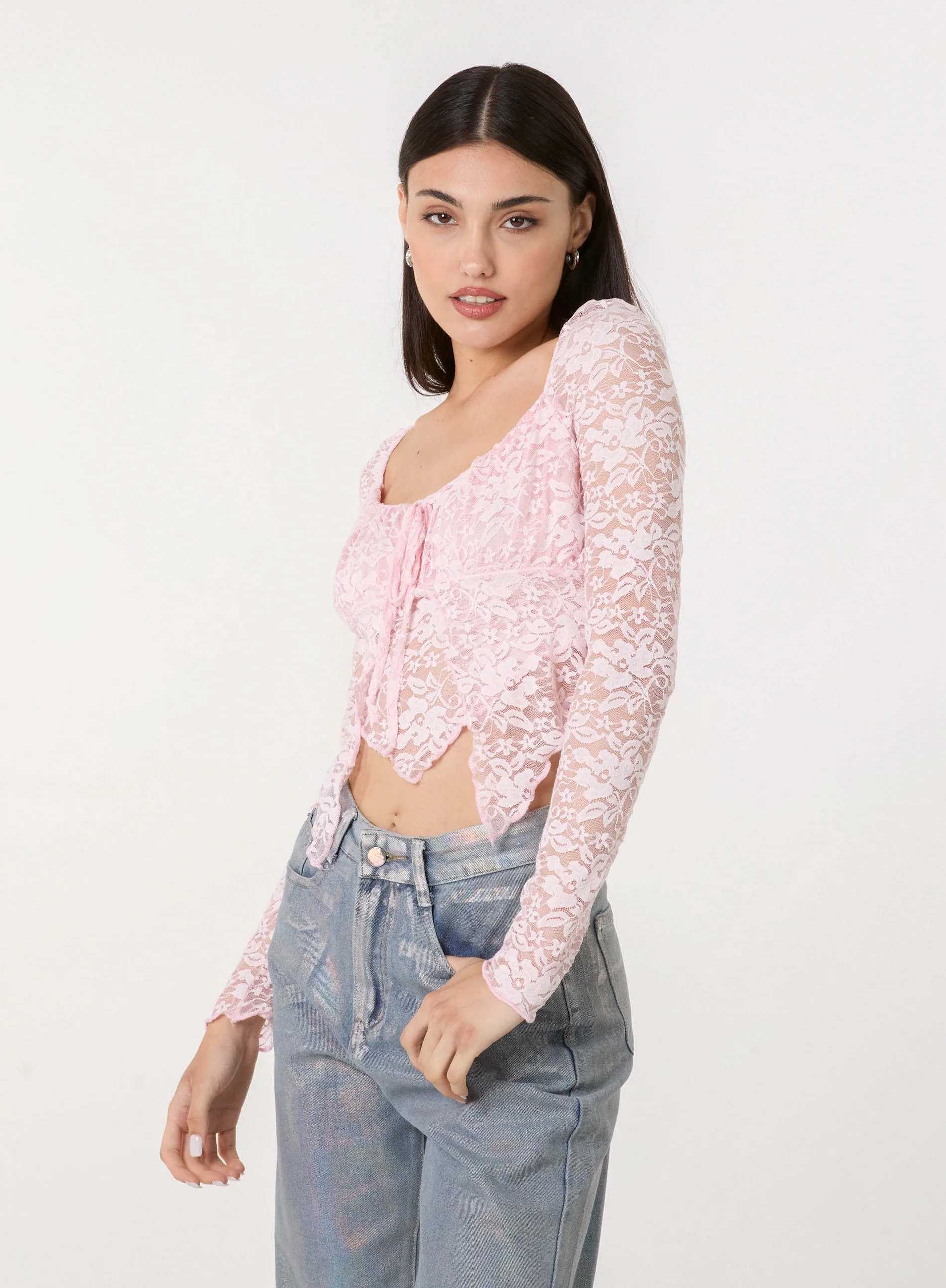 Long Sleeve Lace Butterfly Top - Image 3
