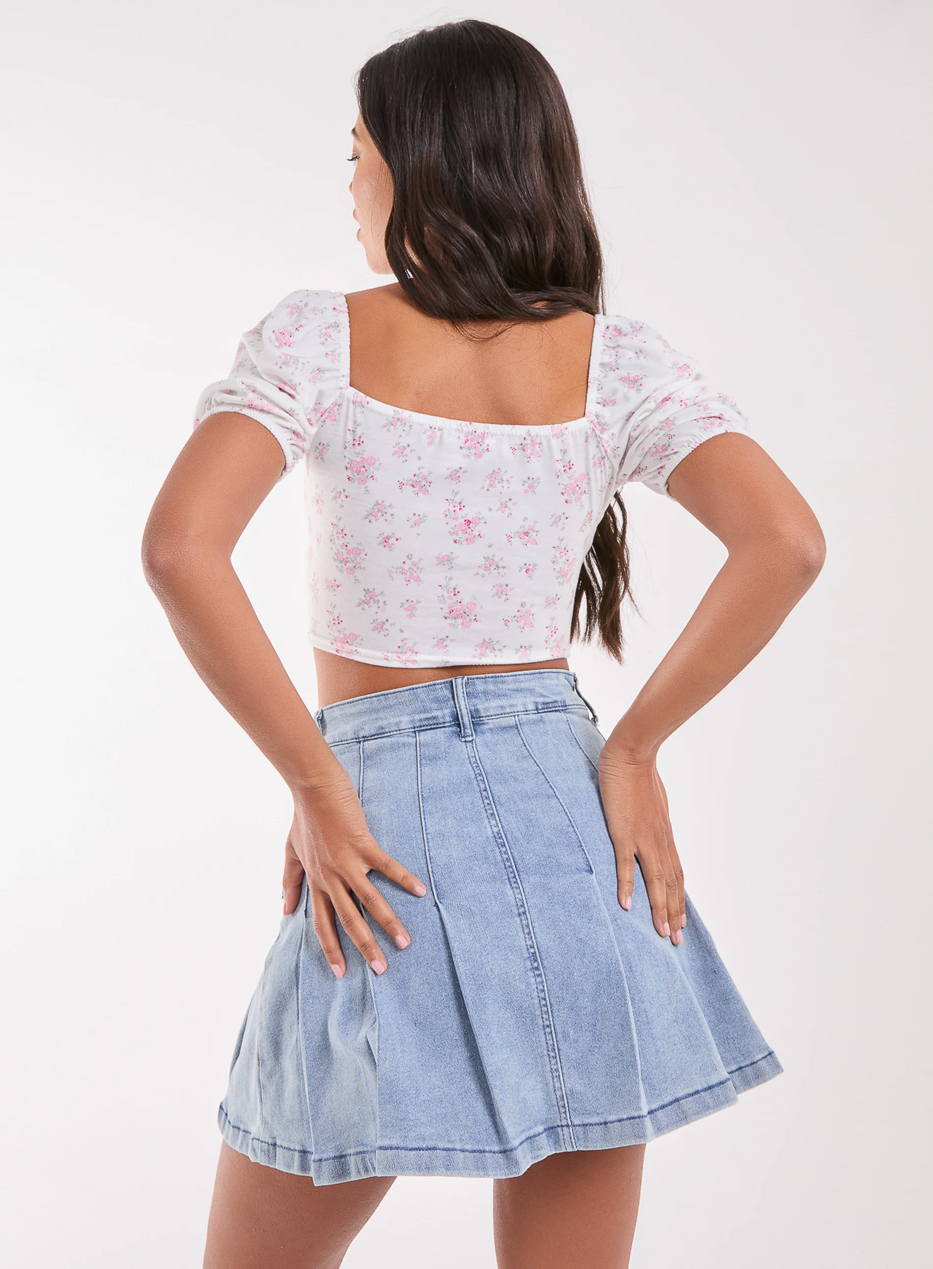 Floral Puff Sleeve Crop Top - Image 5