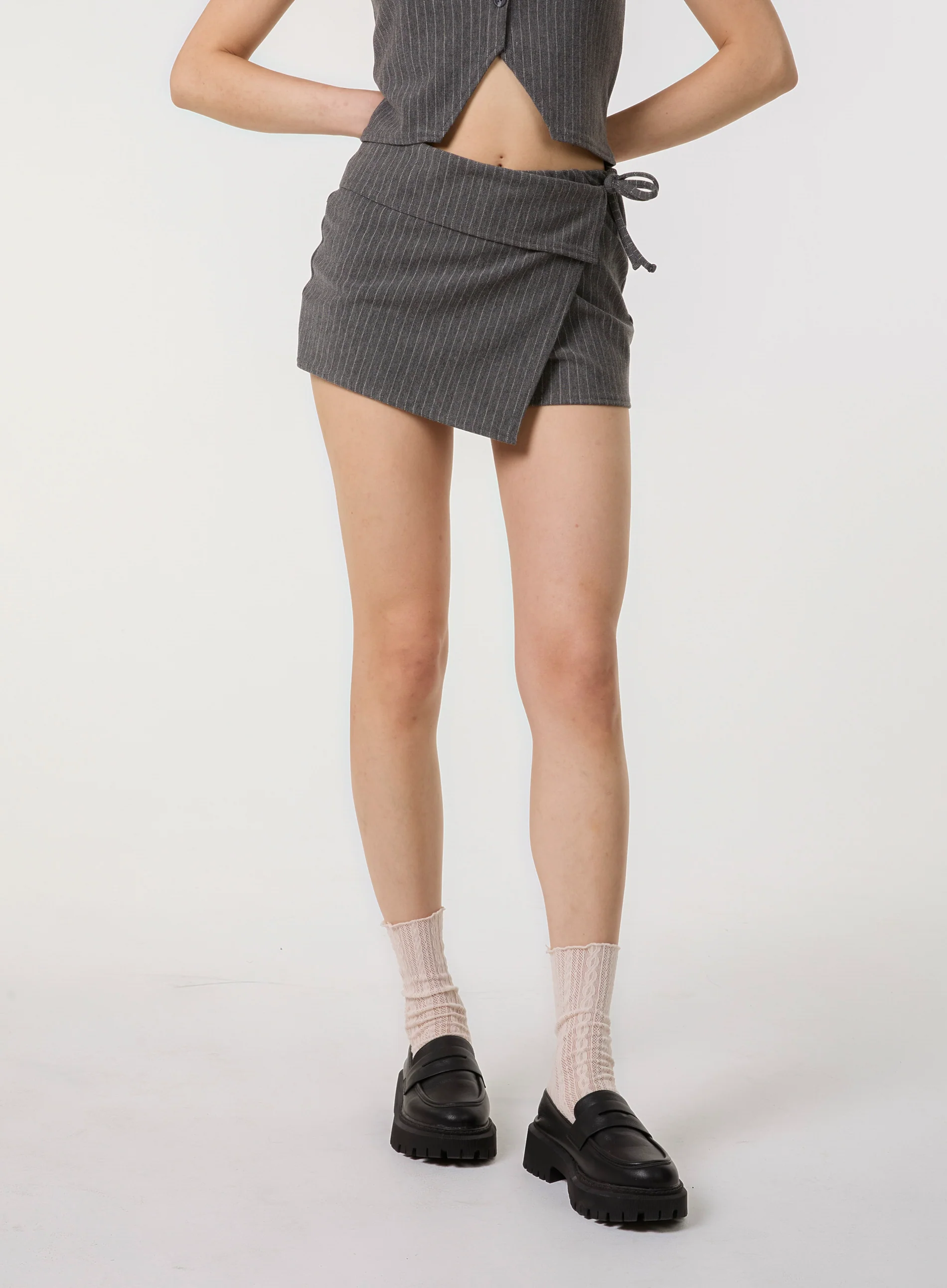Pinstripe Wrap Front Skort - Image 2