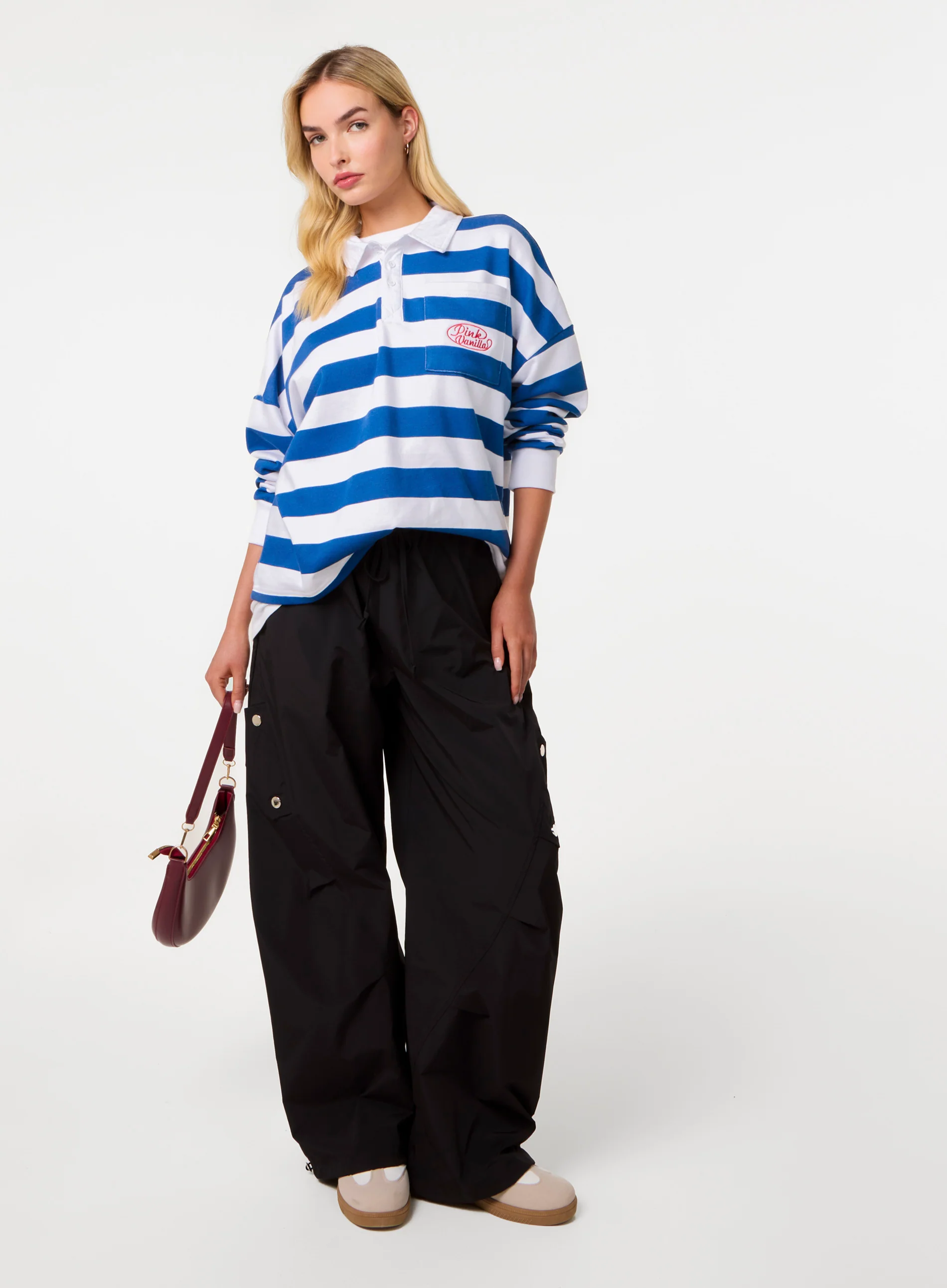Pocket Detail Wide Leg Cargo Trousers