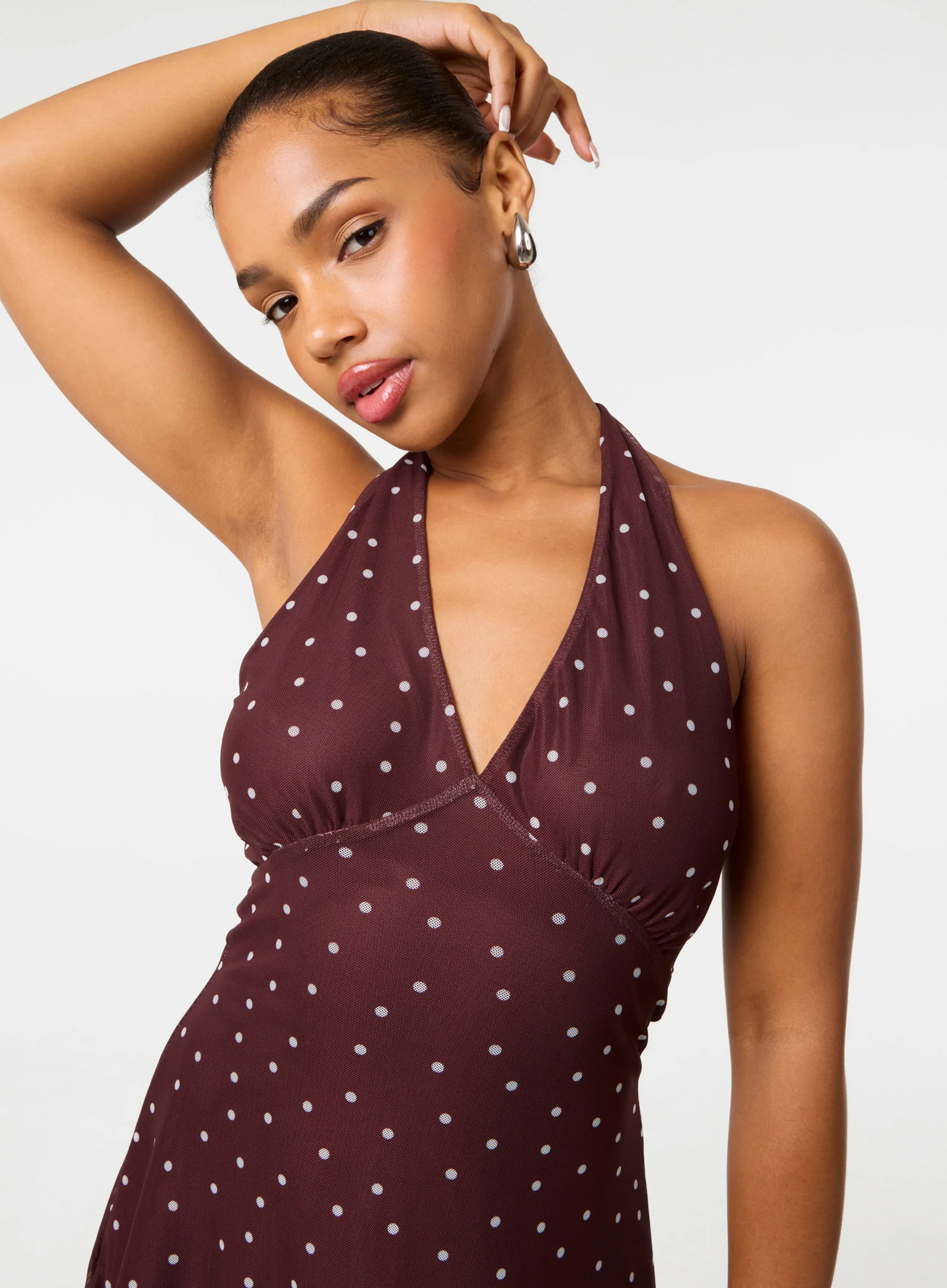 Polka Dot Halter Mini Dress - Image 3