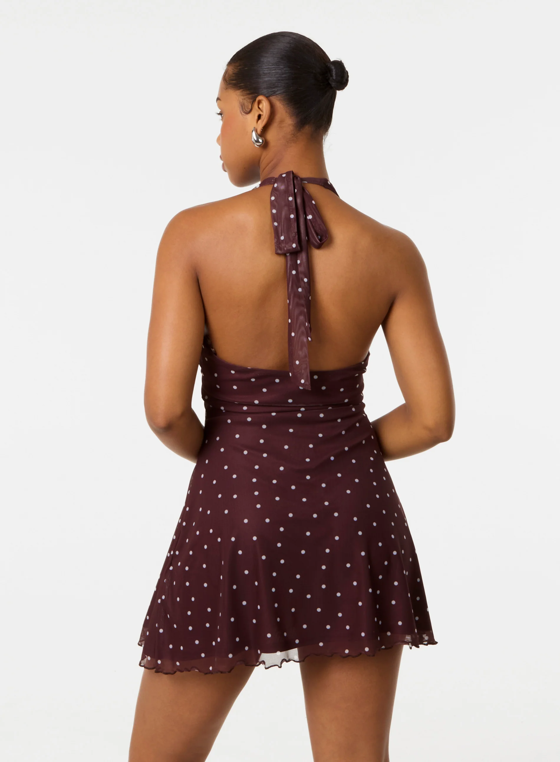 Polka Dot Halter Mini Dress - Image 4
