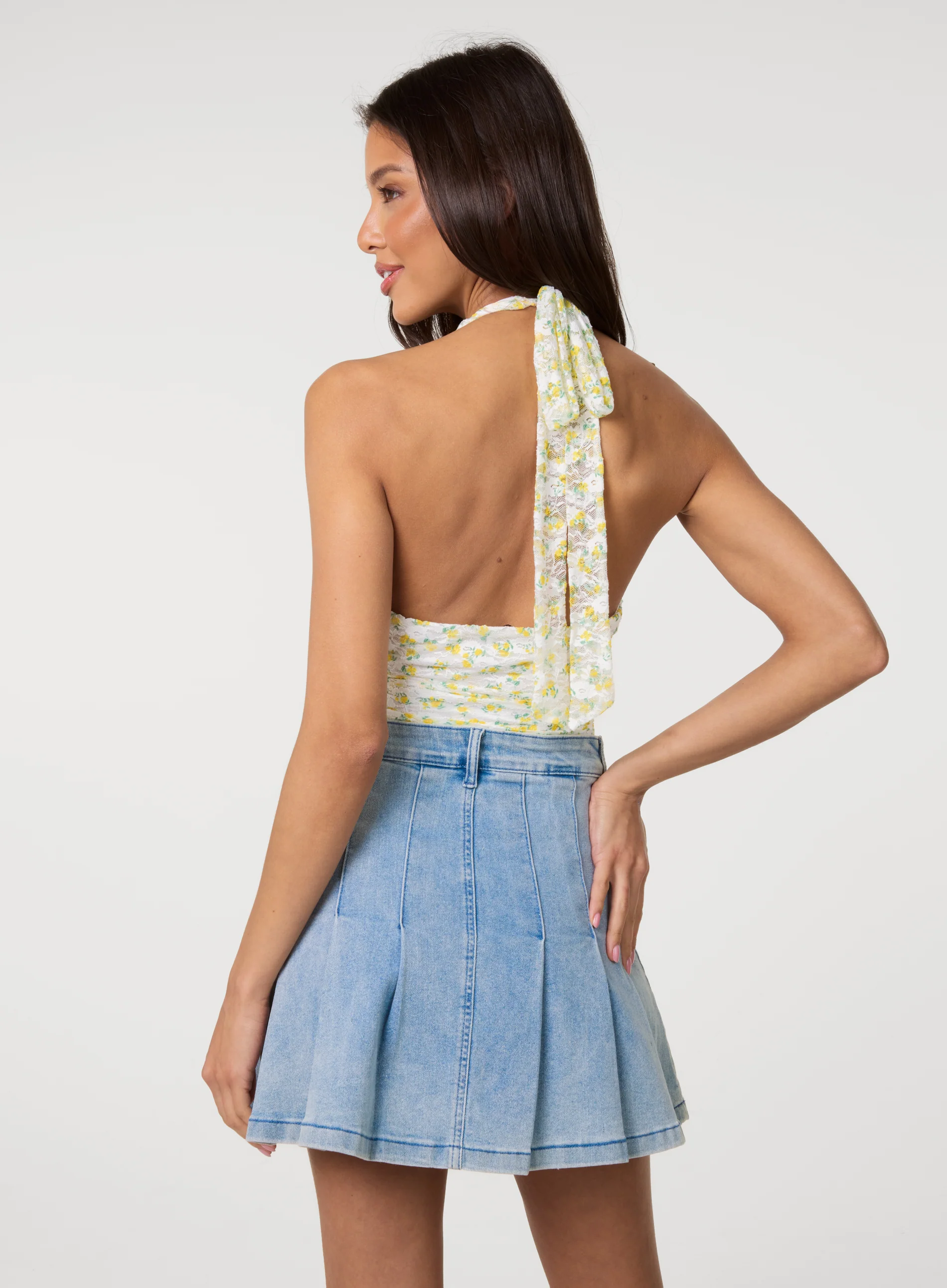 Lemon Printed Lace Halter Neck Top - Image 4