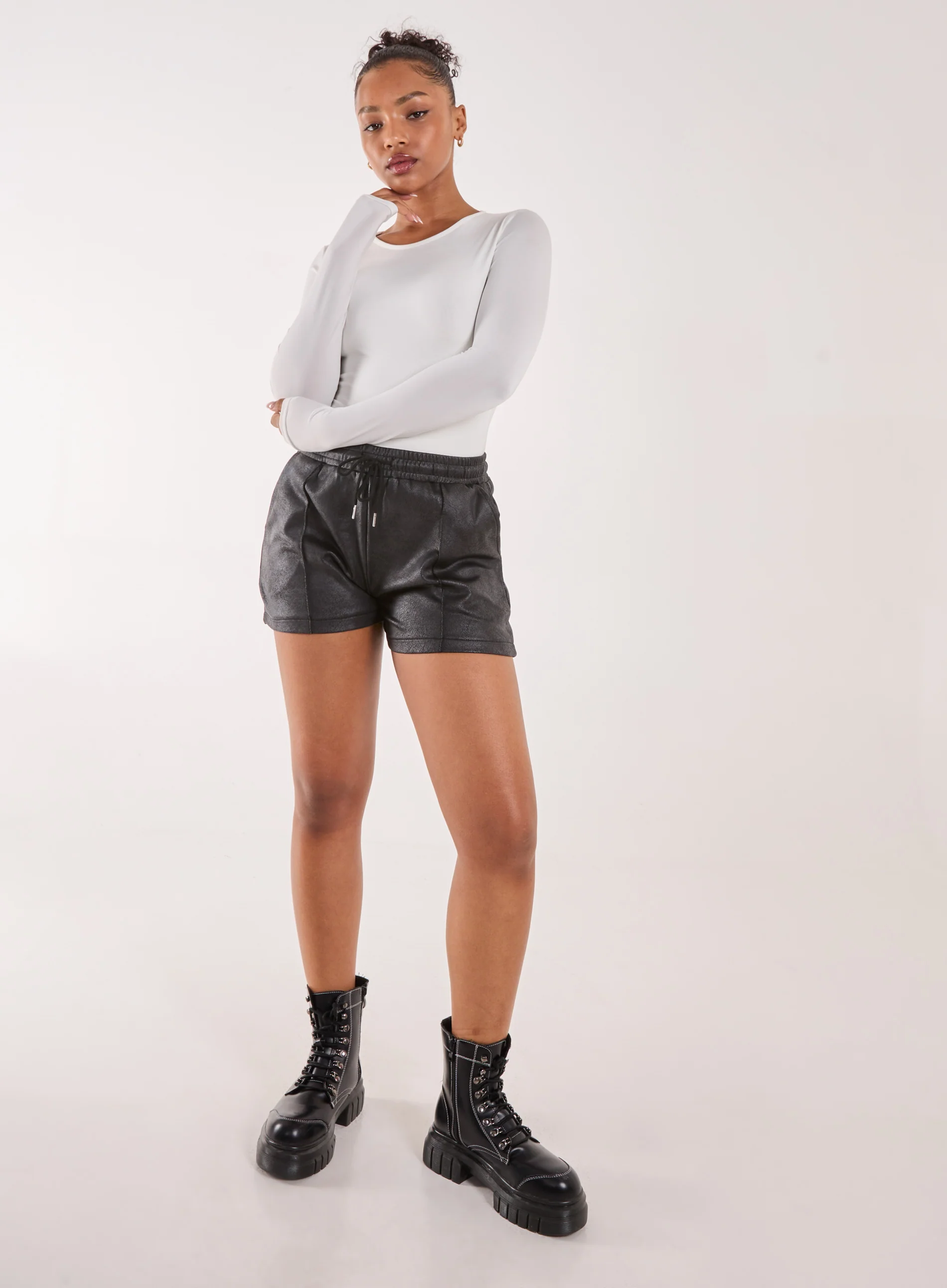 PU Drawstring Shorts