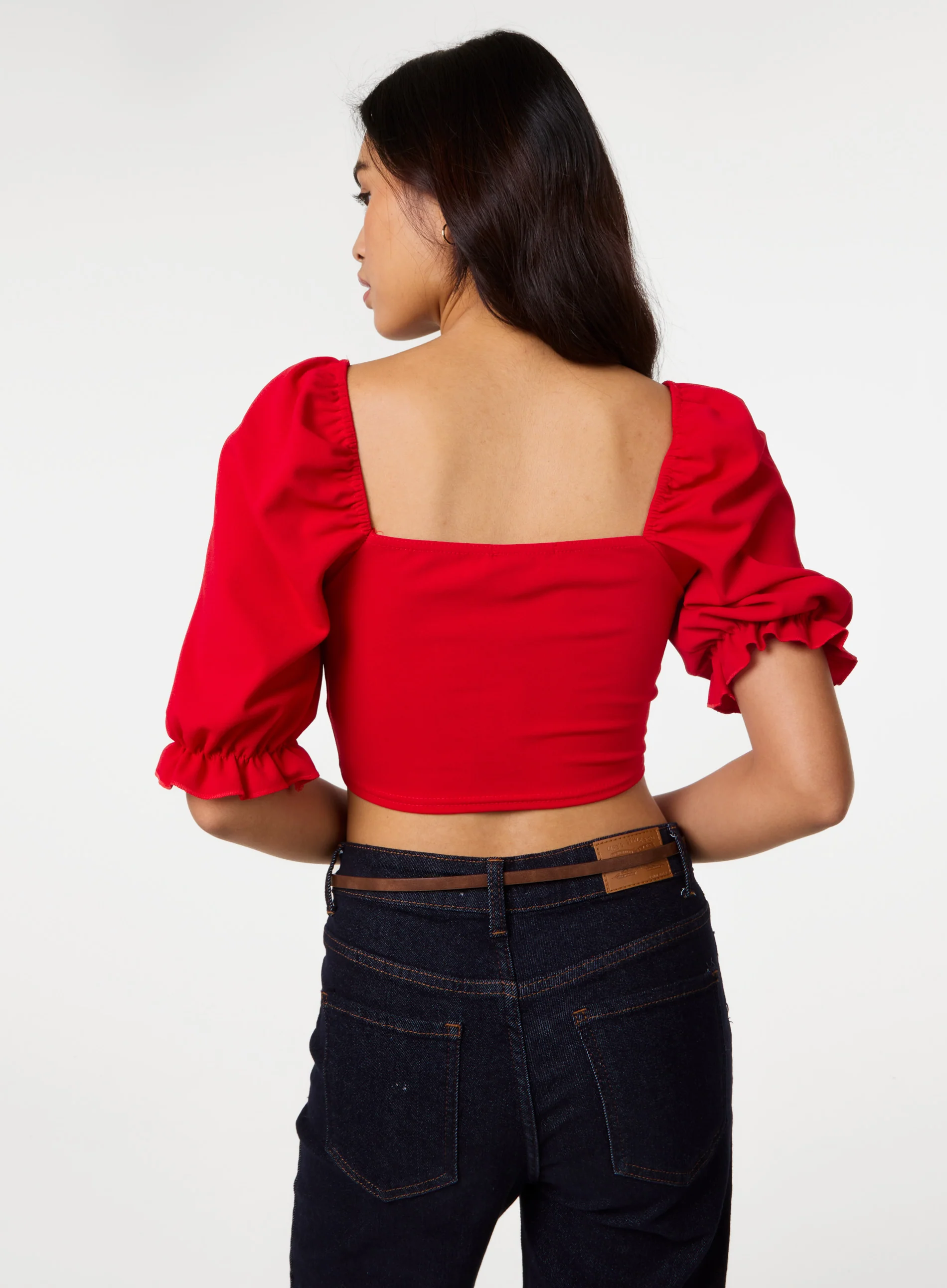 Puff Sleeve Criss Cross Detail Top - Image 4