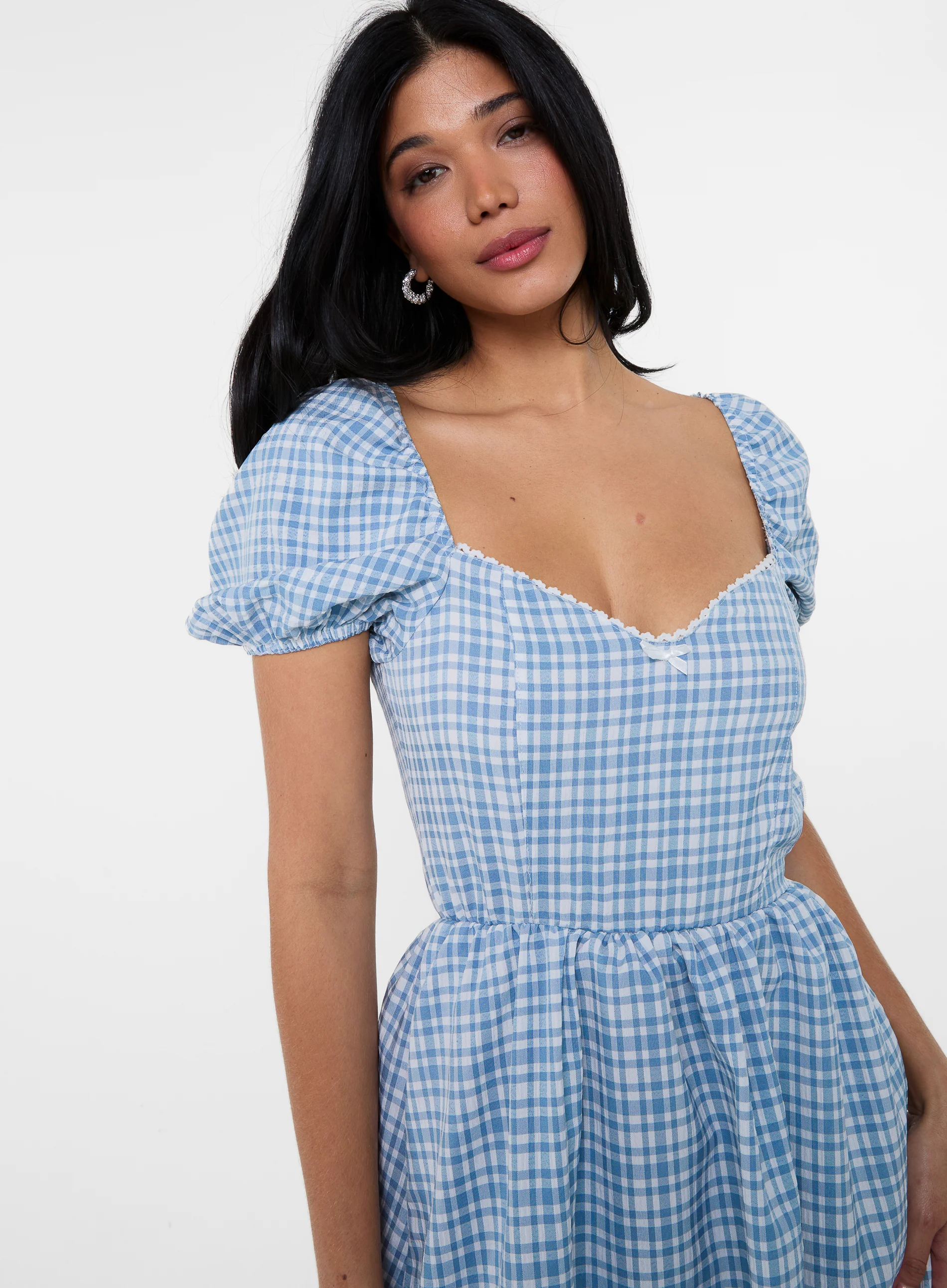Puff Sleeve Gingham Dress - Image 3
