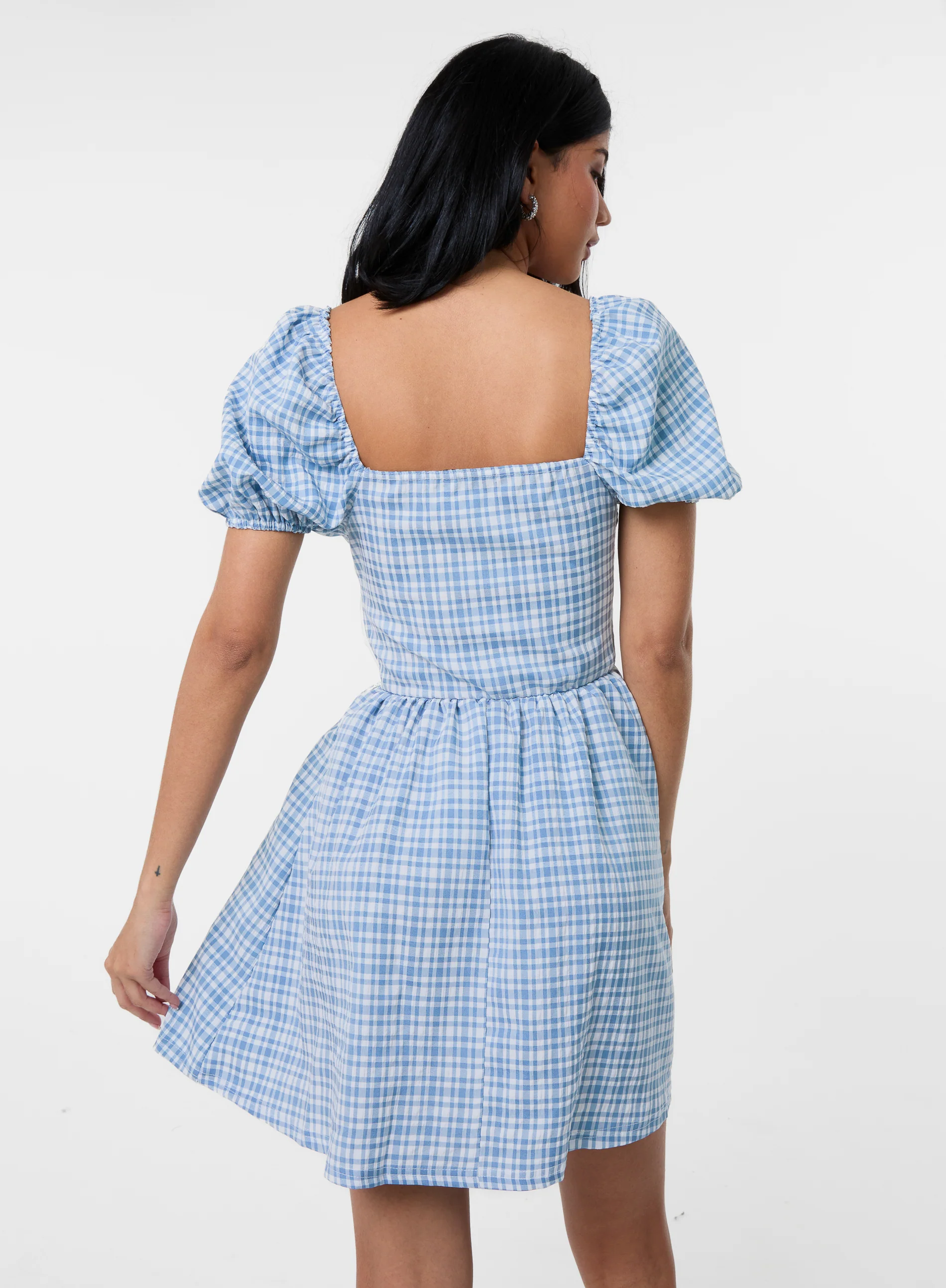 Puff Sleeve Gingham Dress - Image 4