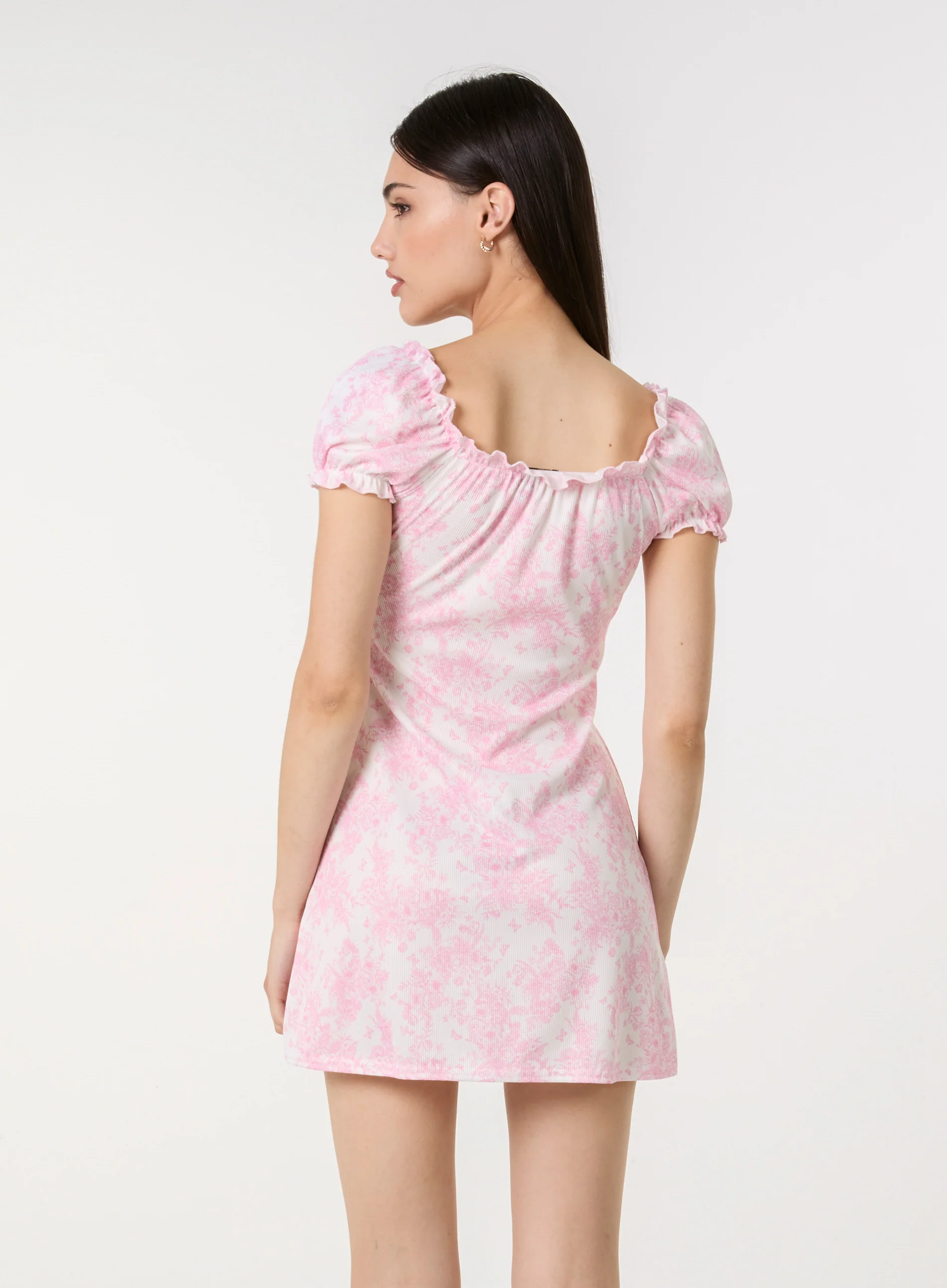 Puff Sleeve Mini Dress in Floral Print - Image 4