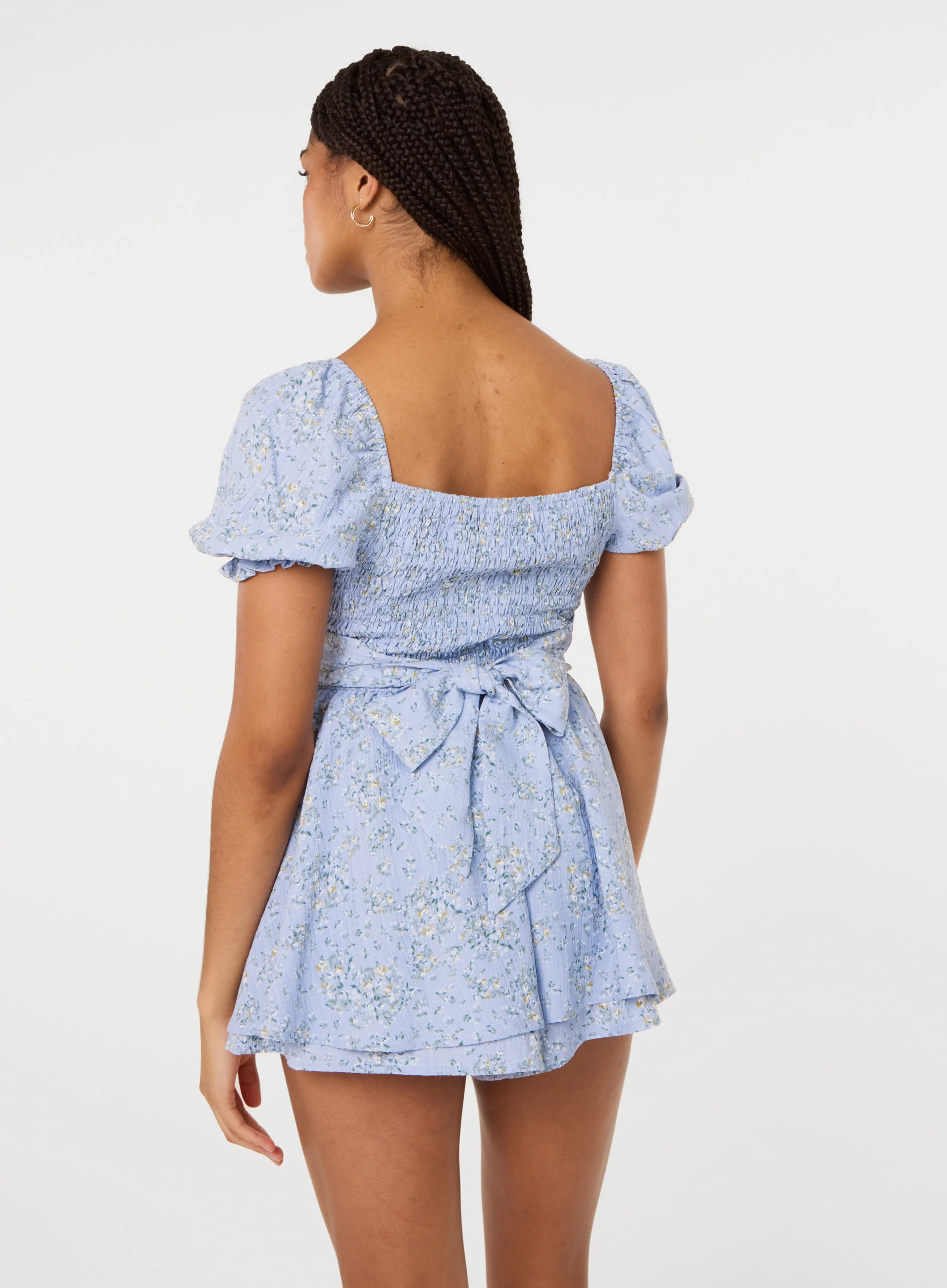 Bow Back Ditsy Puff Sleeve Playsuit - Image 5