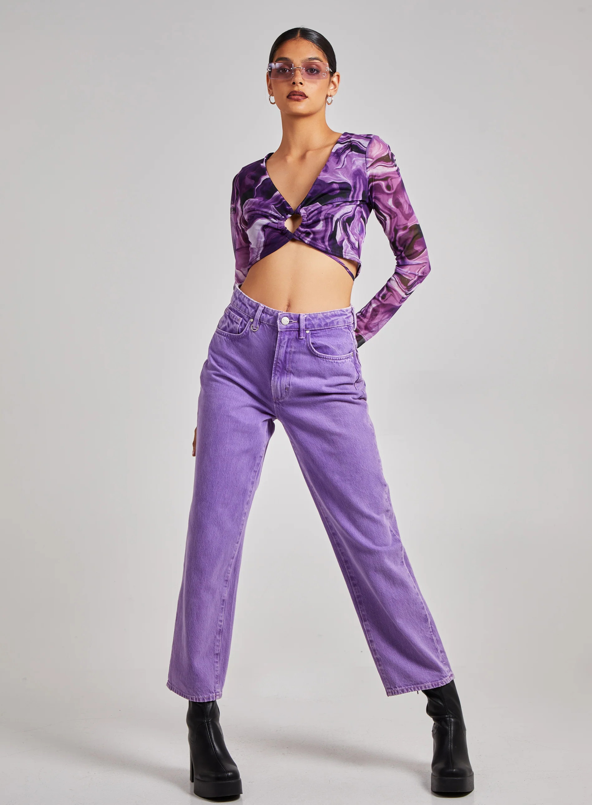 Long Sleeve Marble Print Top - Image 2