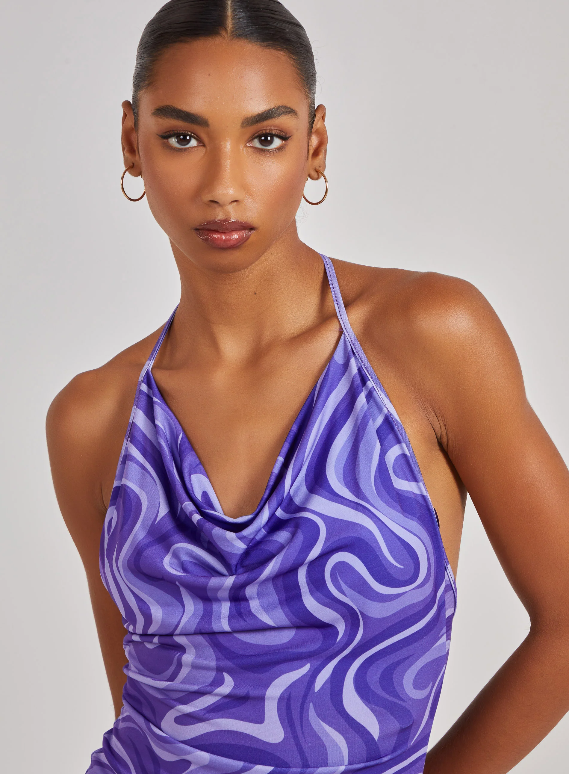 Swirl Print Halterneck Mini Dress - Image 3