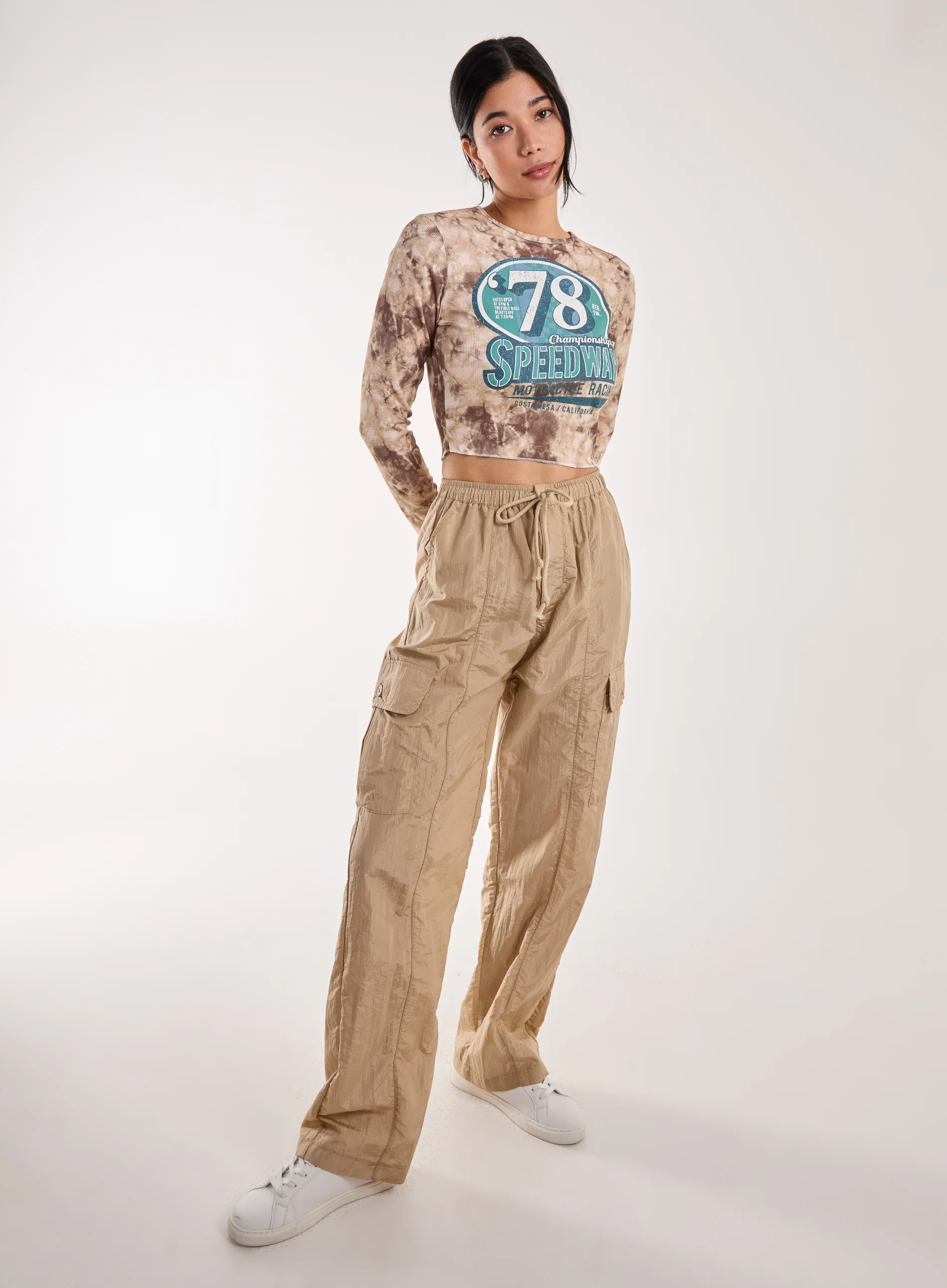 Racer Washed Printed Long Sleeve Top - Image 3