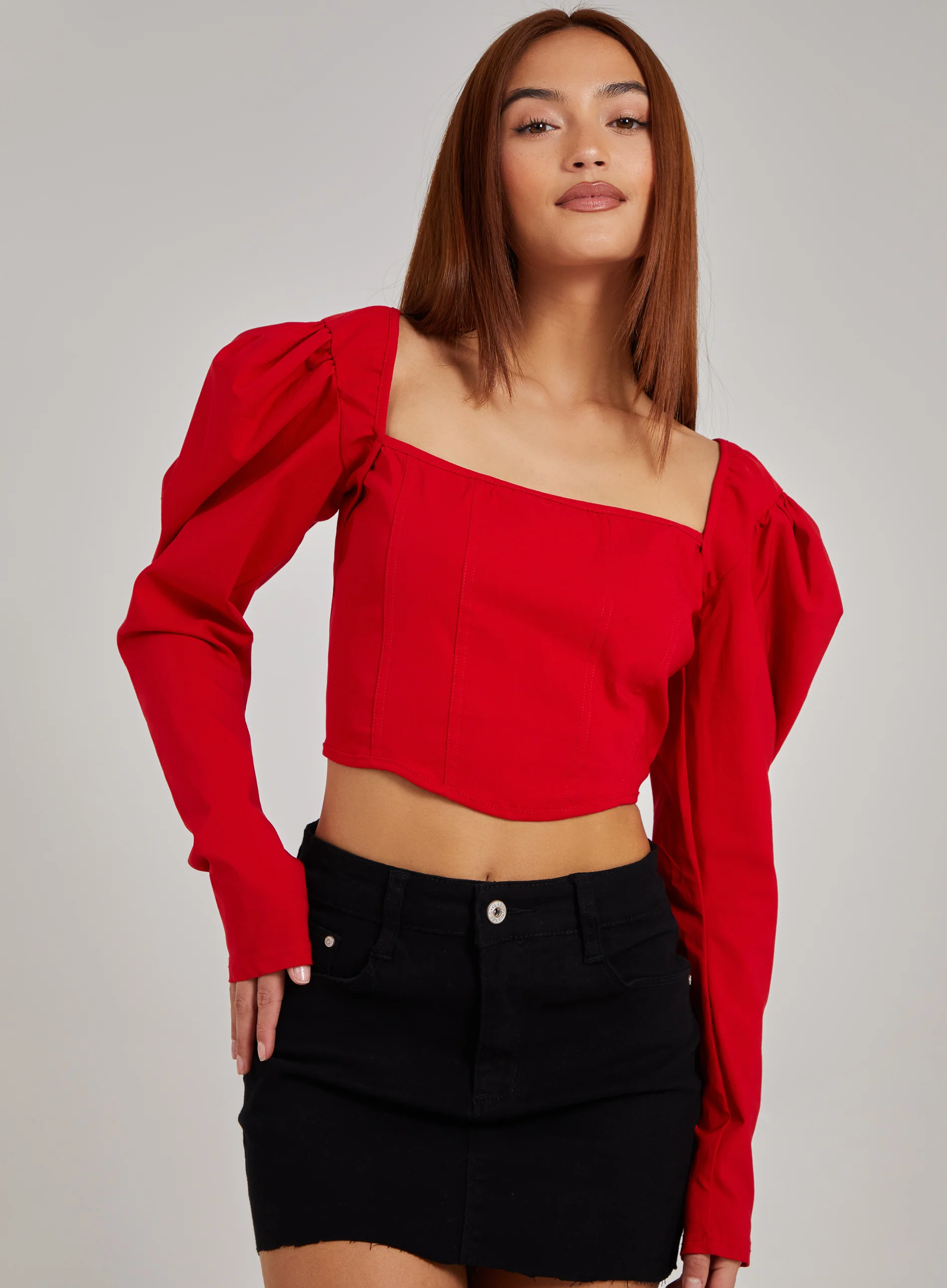 Bengaline Long Sleeve Corset Top