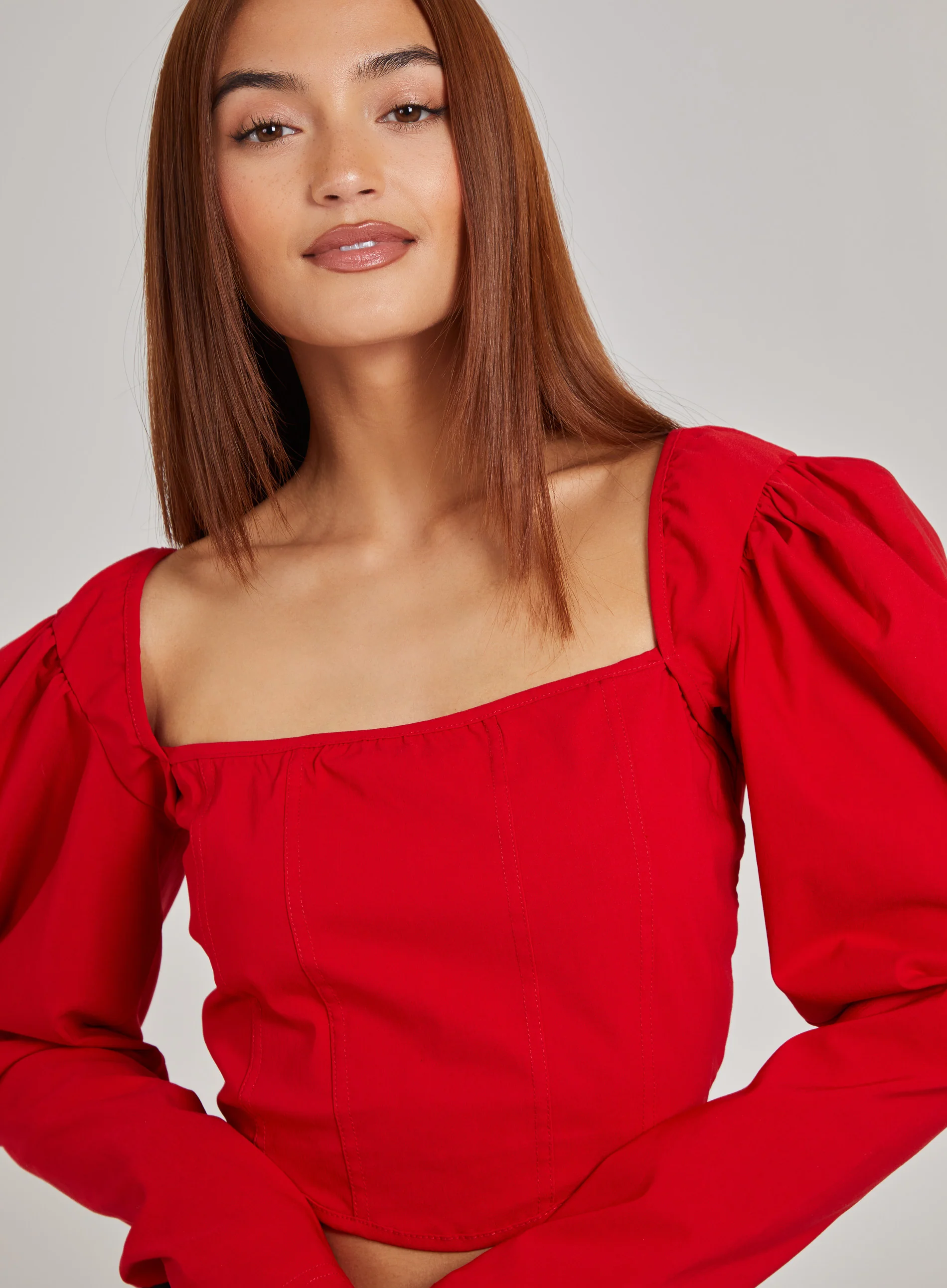 Bengaline Long Sleeve Corset Top - Image 3