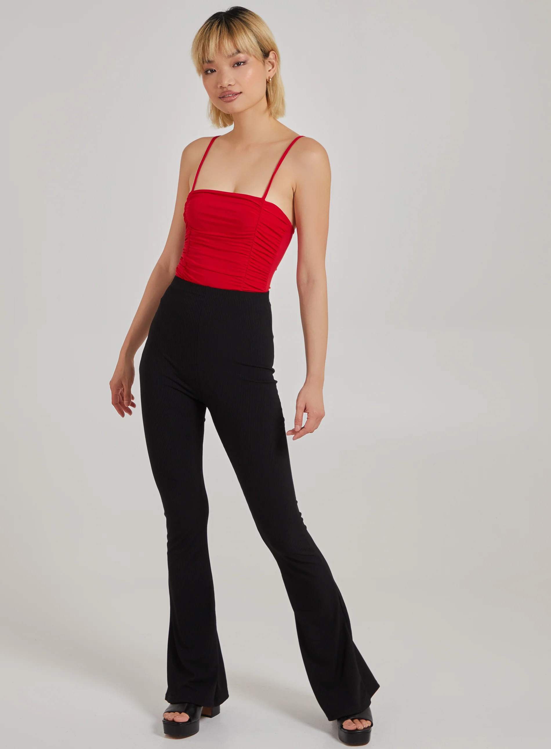 Gathered Slinky Cami Strap Bodysuit - Image 2