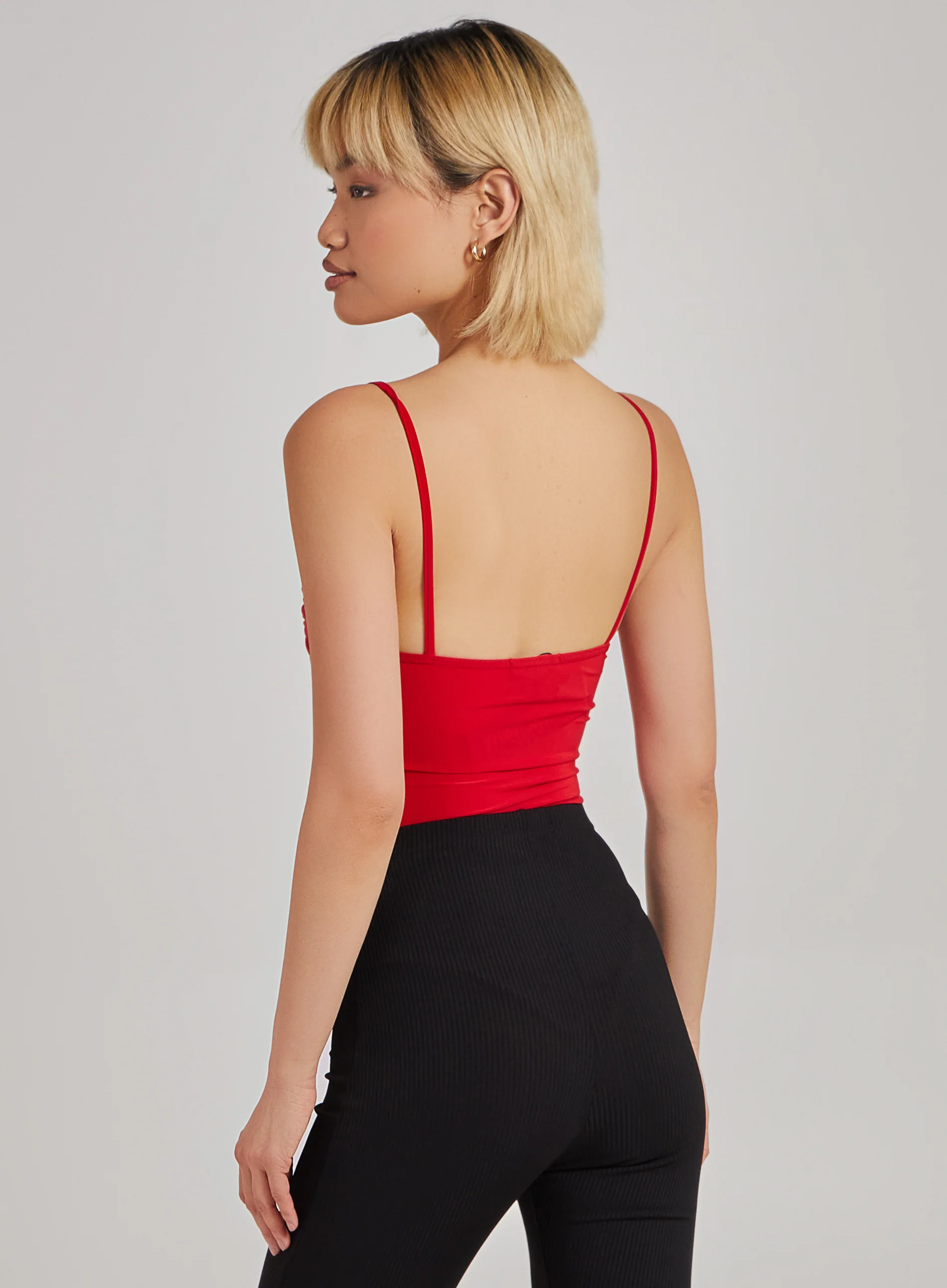 Gathered Slinky Cami Strap Bodysuit - Image 5