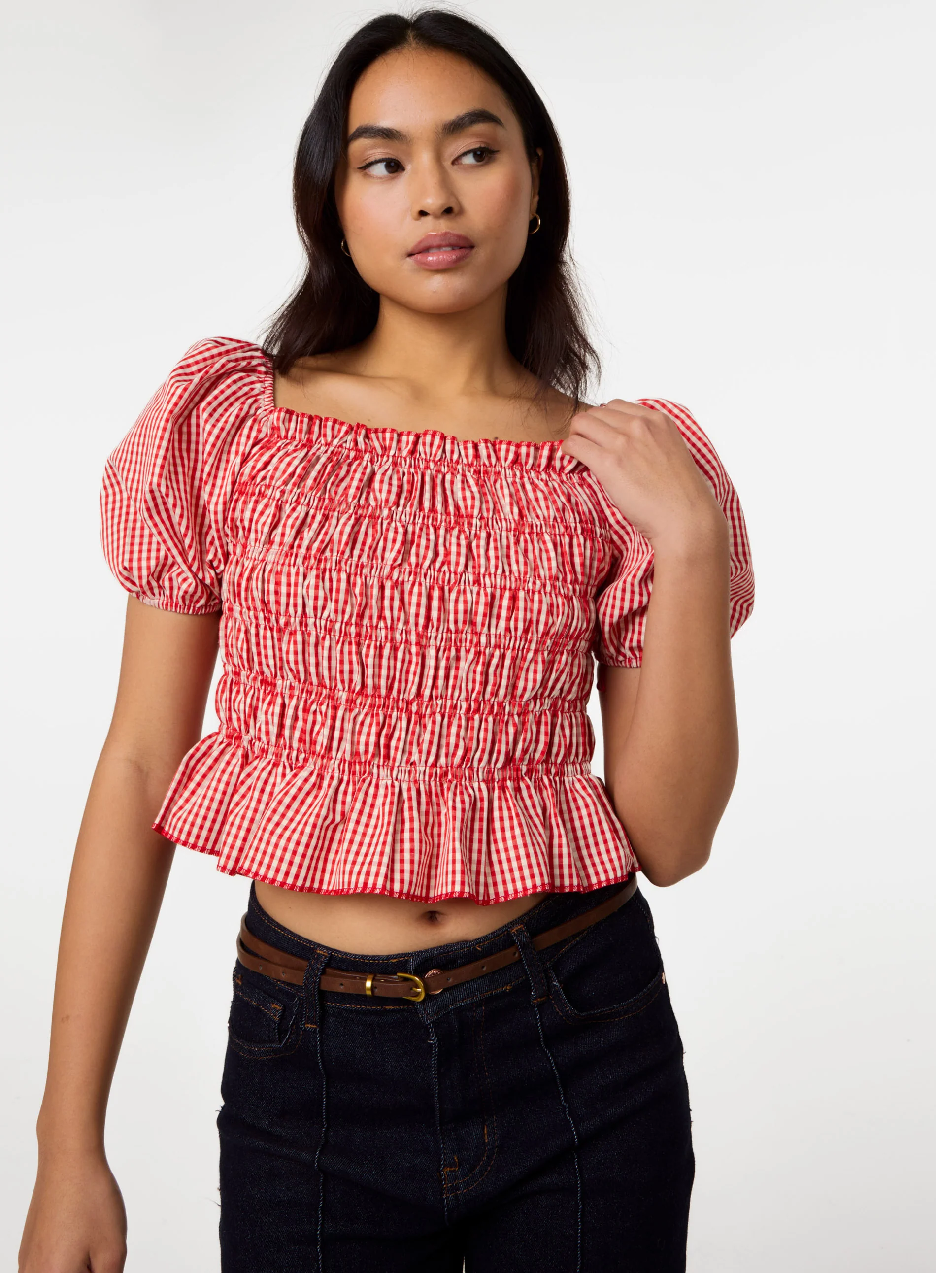 Gingham Check Ruched Top - Image 3